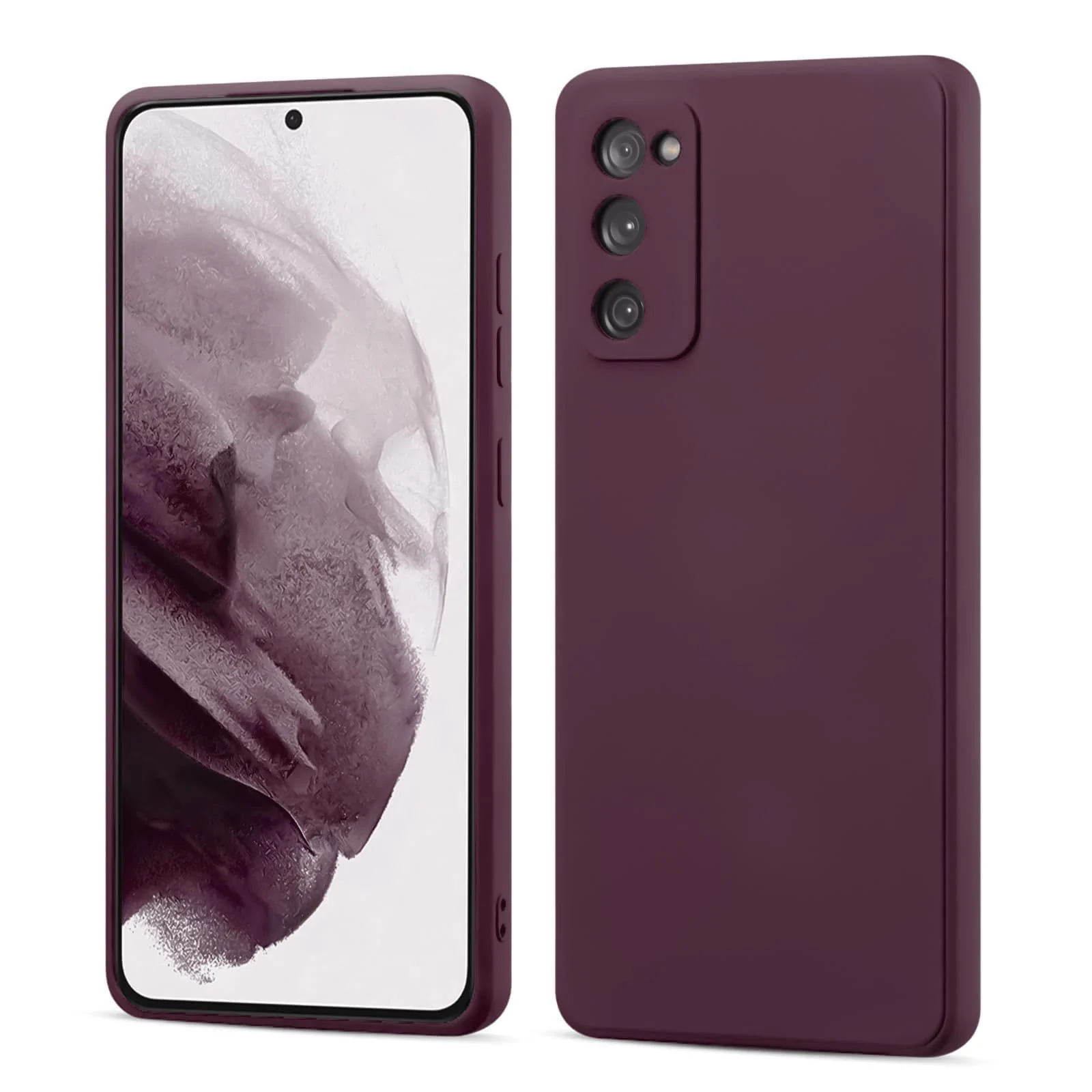 DL3 Mobilak Liquid Silicone Protective Case with Soft Microfiber Lining with Full Camera Protection for Samsung Galaxy S20 FE - Wine Red