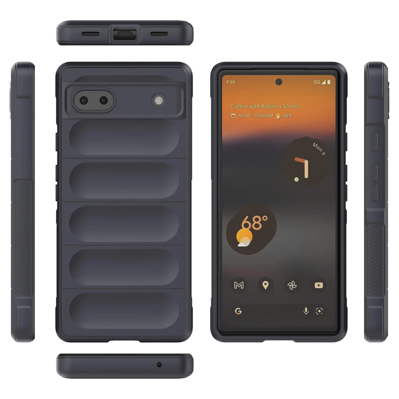 DL3 Mobilak Silicone Case for Google Pixel 6A Heavy Duty Protective [Slim Fit] Shockproof Soft Flexible Protective Design Shock-Absorption TPU Cover With Camera Protection - Dark Gray