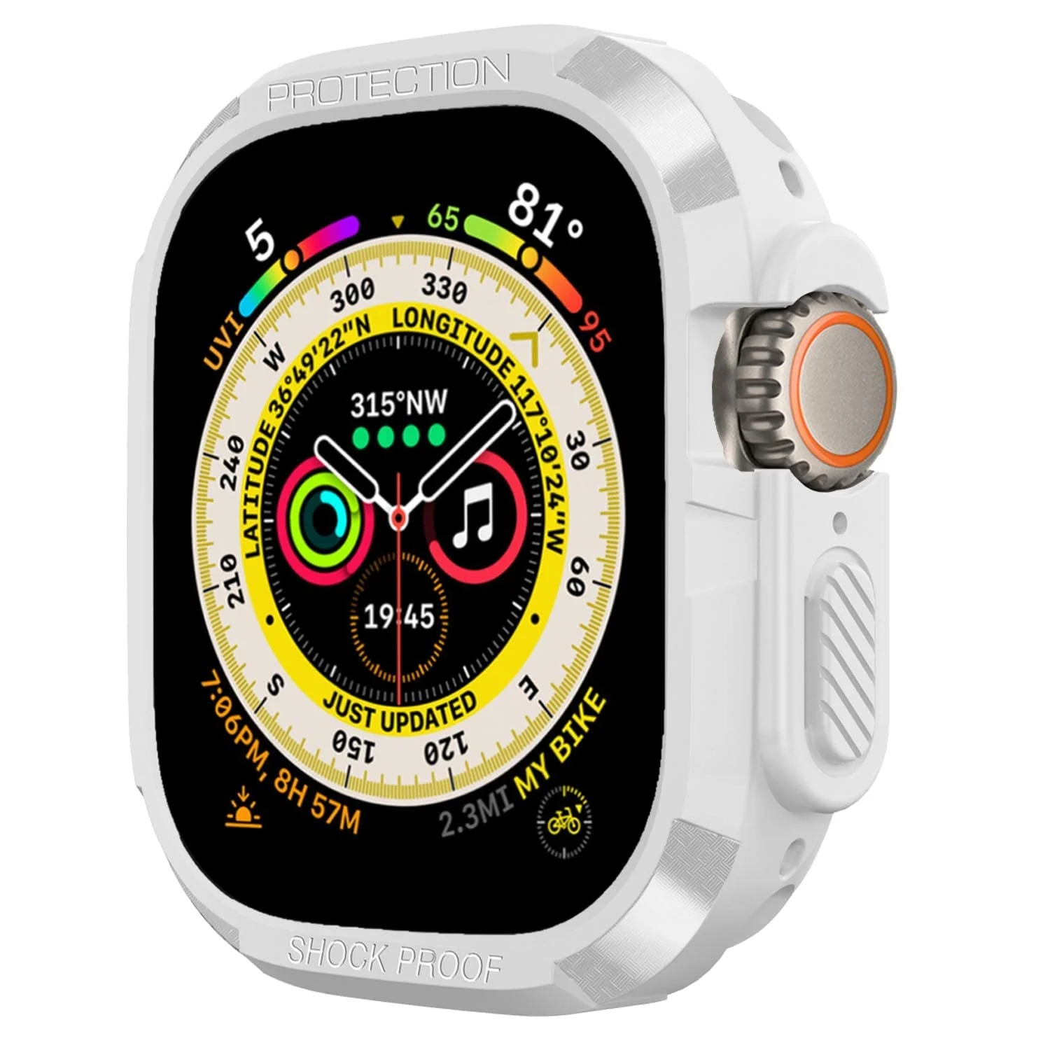 DL3 Mobilak Compatible for Apple Watch Ultra 49mm Rugged Case All Around Shockproof TPU Protective Cover Bumper Lightweight and Shock Absorbent for Apple Watch Ultra 49mm - White
