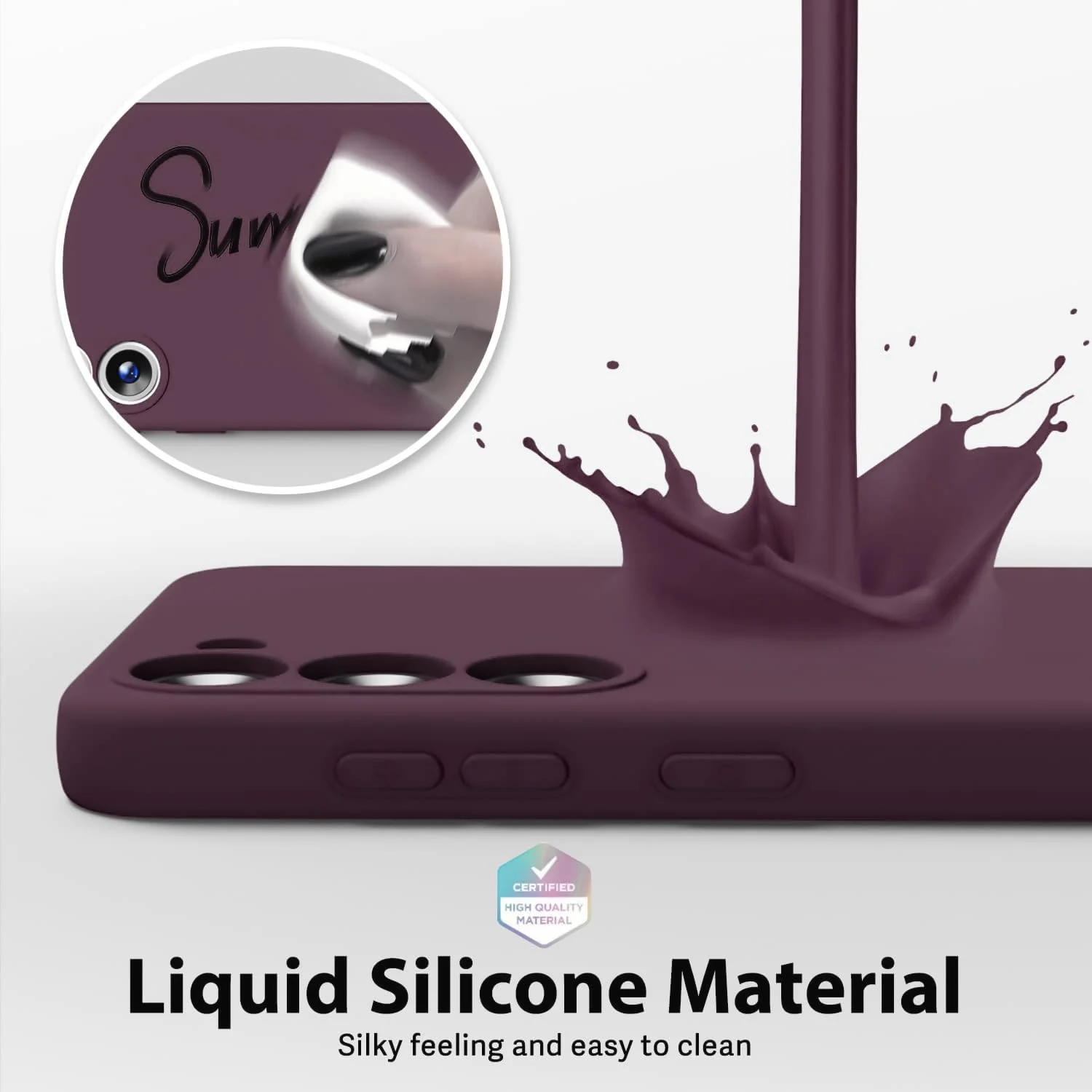 DL3 Mobilak Liquid Silicone Protective Case for Samsung Galaxy Note10 with Microfiber Lining and Shockproof Design - Wine Red