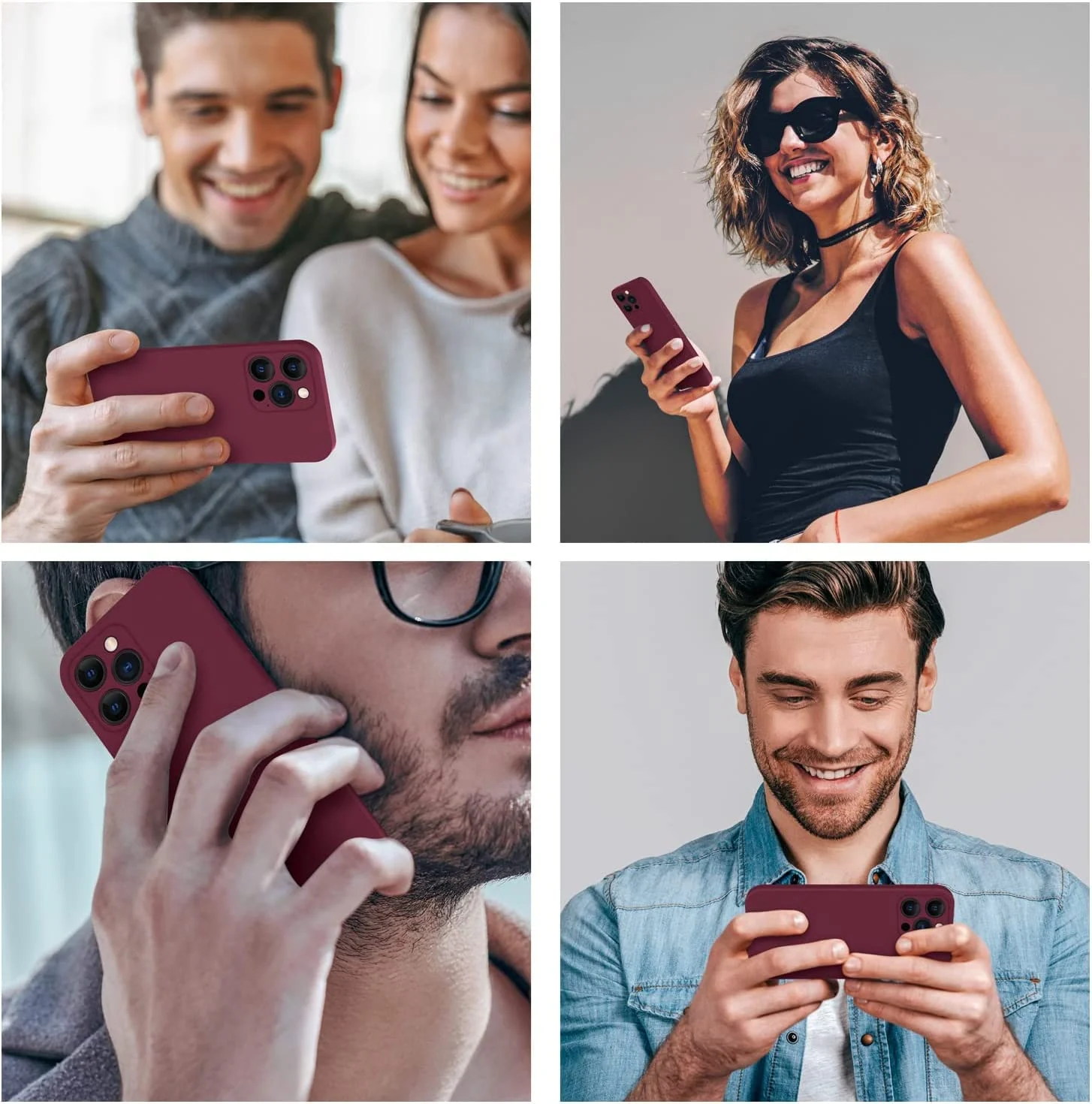 DL3 Mobilak Liquid Silicone Protective Case with Soft Microfiber Lining with Full Camera Protection for iPhone 11 Pro (5.8 Inch) - Wine Red