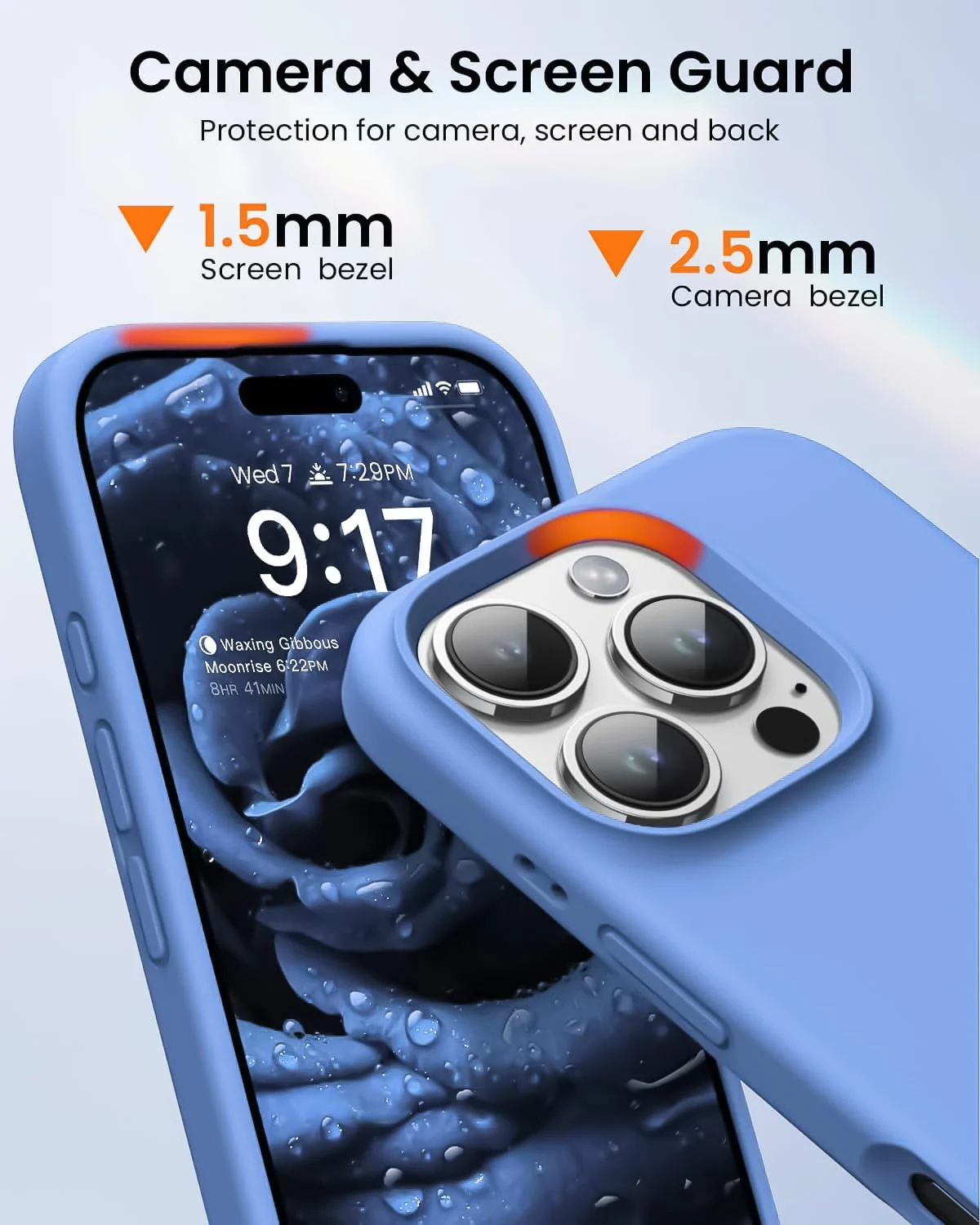 DL3 Mobilak Liquid Silicone Protective Case with Soft Microfiber Lining for iPhone 16 Pro Max - Light Blue