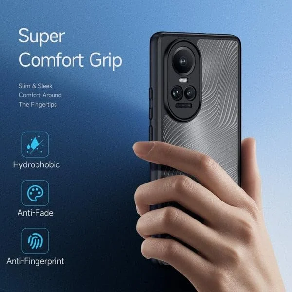 DL3 Mobilak Compatible with OPPO Reno 10 5G / Reno 10 Pro 5G Case Waterproof, Full-Body Heavy Duty Shockproof Phone Case, Translucent Matte Cover, Built-in Camera Lens Protective - Black