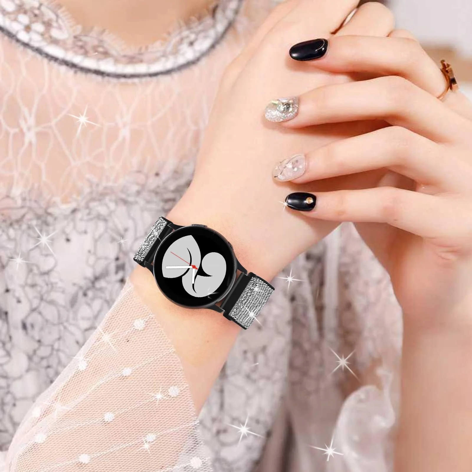 DL3 Mobilak Strap Nylon Loop 22MM Band For Xiaomi Redmi Watch 5 Active/5 Lite/Samsung Galaxy Watch 3 45mm/Watch 46mm/Gear S3/For Huawei watch GT5 GT4 GT3 GT2 GT 46MM/GT2E/GT2 Pro/GT 3 Pro/GT5 Pro - Black Silver