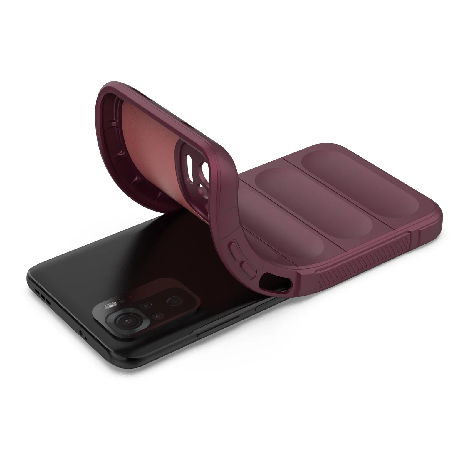 DL3 Mobilak Flexible Silicone and TPU Protective Case with Camera Protection for Xiaomi Redmi Note 10 4G / Note 10S - Wine Red