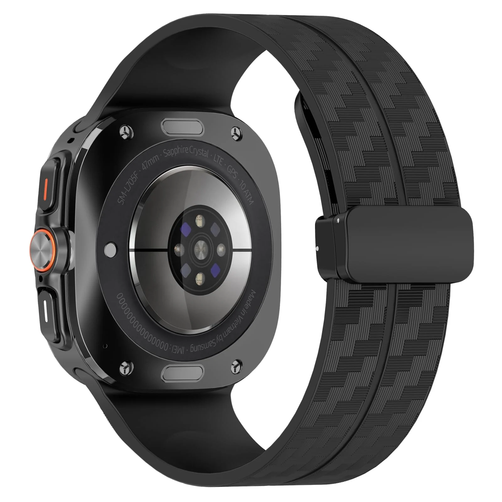 DL3 Mobilak Compatible for Samsung Galaxy Watch Ultra Band 47mm for Men Women, Soft Silicone Waterproof Sport Strap with Magnetic Clasp, Stylish Carbon Fiber Replacement Galaxy Watch 7 Ultra Bands - Black