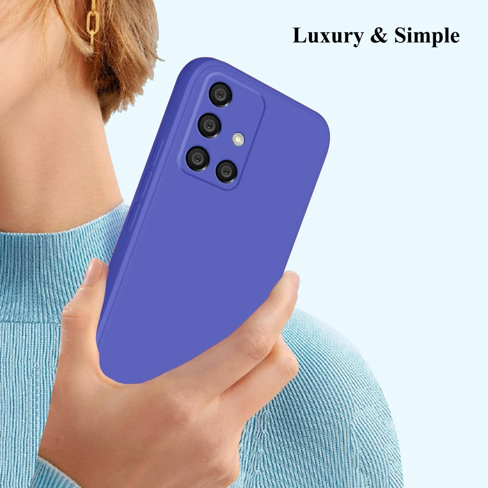 DL3 Mobilak Soft Silicone Protective Case for Samsung Galaxy A51 with Microfiber Lining and Shockproof Design - Light Blue