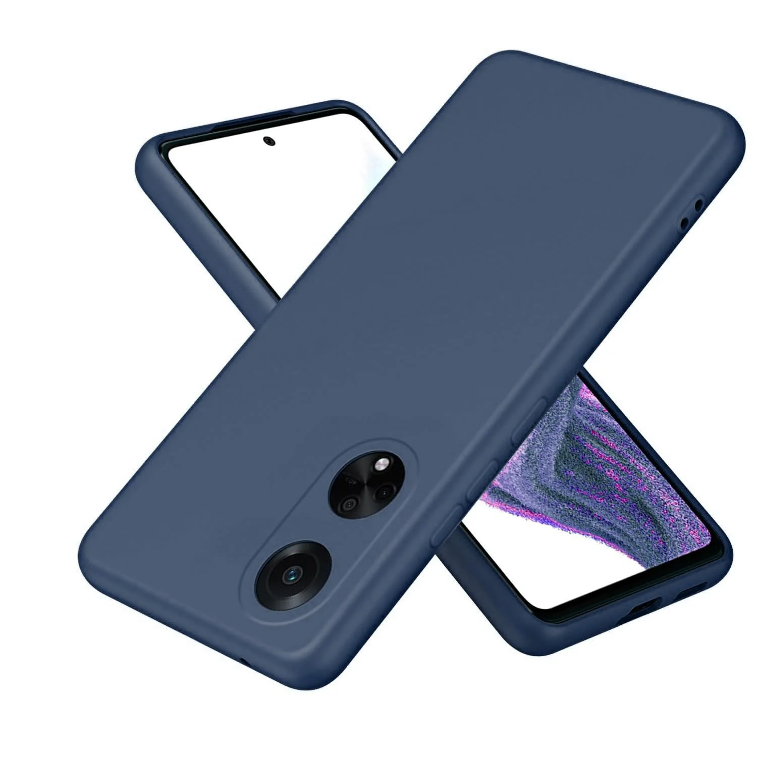 DL3 Mobilak Silicone Protective Case for OPPO A98, Shock-absorbing protection, Scratch-resistant surface, Soft microfiber lining - Dark Blue