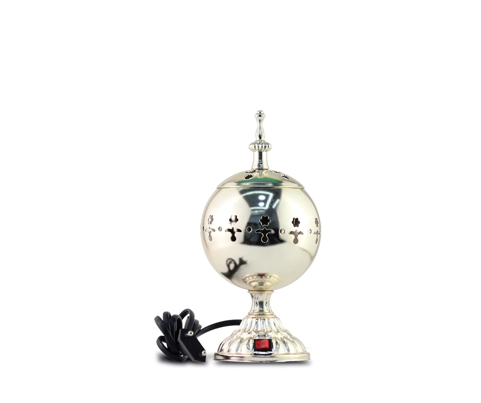 Mobigon Arabian Electric Incense Burners metal Vintage Arabic Burner, Middle Eastern Incense Holder- Electric Incense Burner Bakhoor Suitable For Arabian Oud, Home, Hotel Decor - H. Silver