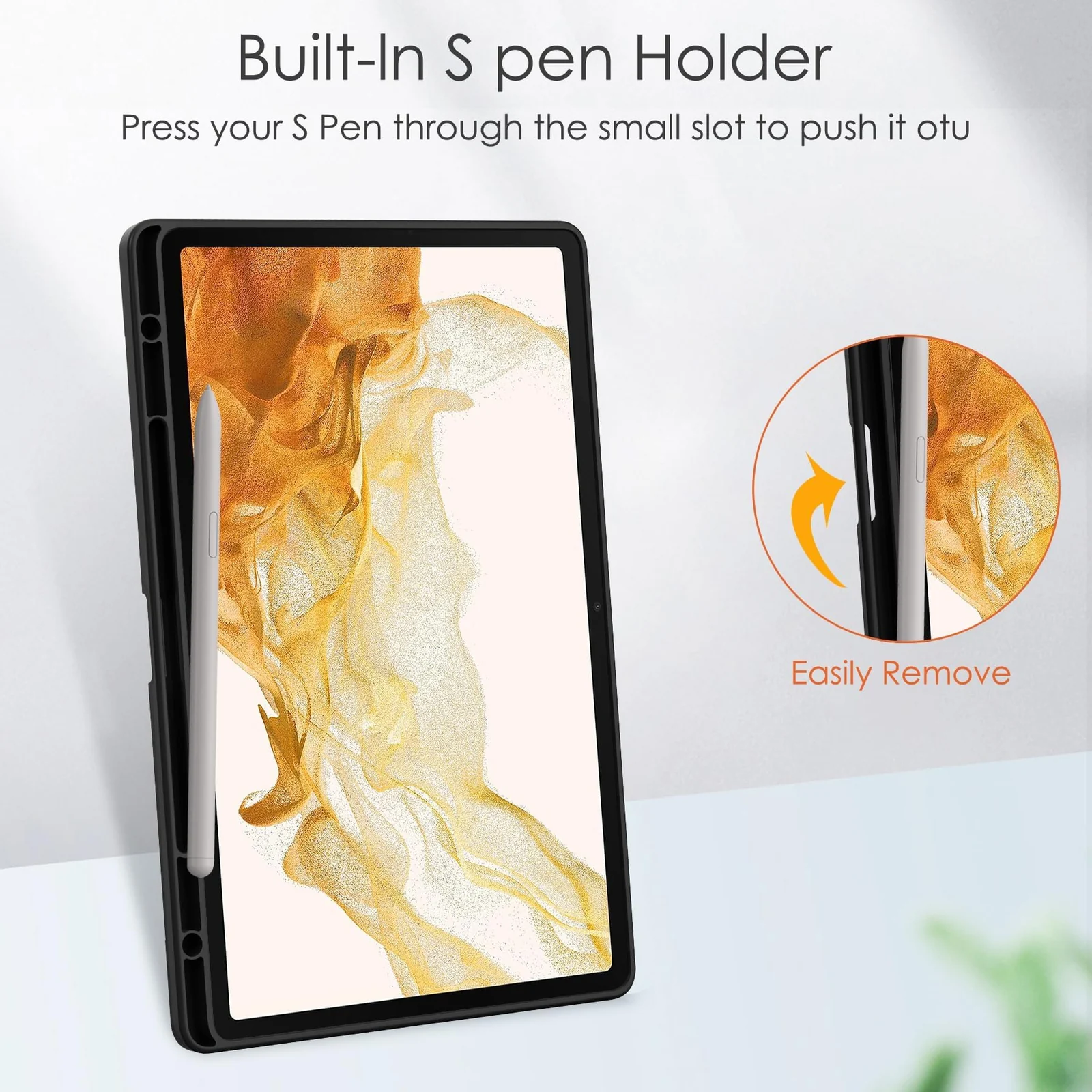 DL3 Mobilak Case for Samsung Galaxy Tab S10 Plus/Tab S9 Plus 12.4-Inch with S Pen Holder, Clear Transparent PC Back, Shockproof Tri-Fold Stand Tablet Cover, Auto Wake/Sleep - Black
