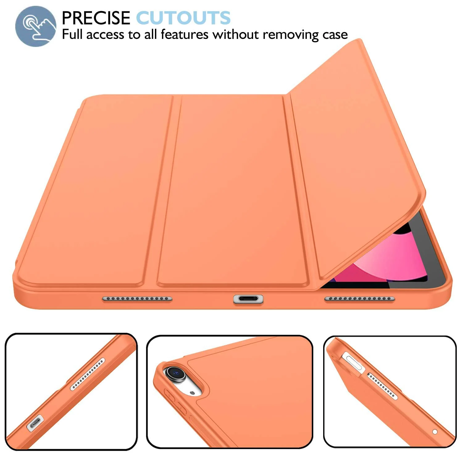DL3 Mobilak iPad Air 11-Inch M2 (2024), iPad Air 5/4 (2022/2020 5th/4th 10.9-Inch) Case with Pencil Holder Full Body Protection + Apple 2nd Pencil Charging and Auto Wake/Sleep - Orange