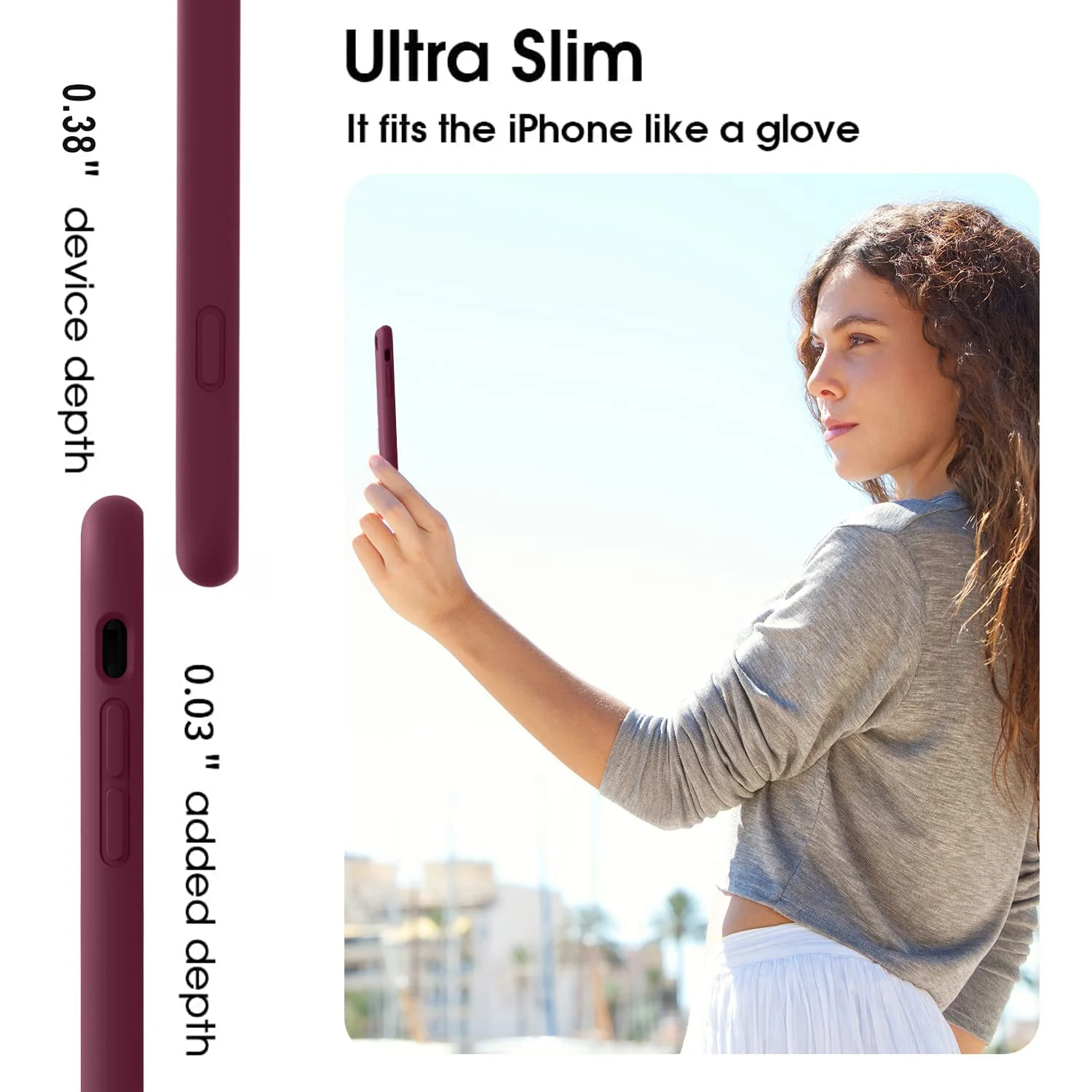 DL3 Mobilak Liquid Silicone Protective Case with Soft Microfiber Lining for iPhone 7 Plus / iPhone 8 Plus - Wine Red