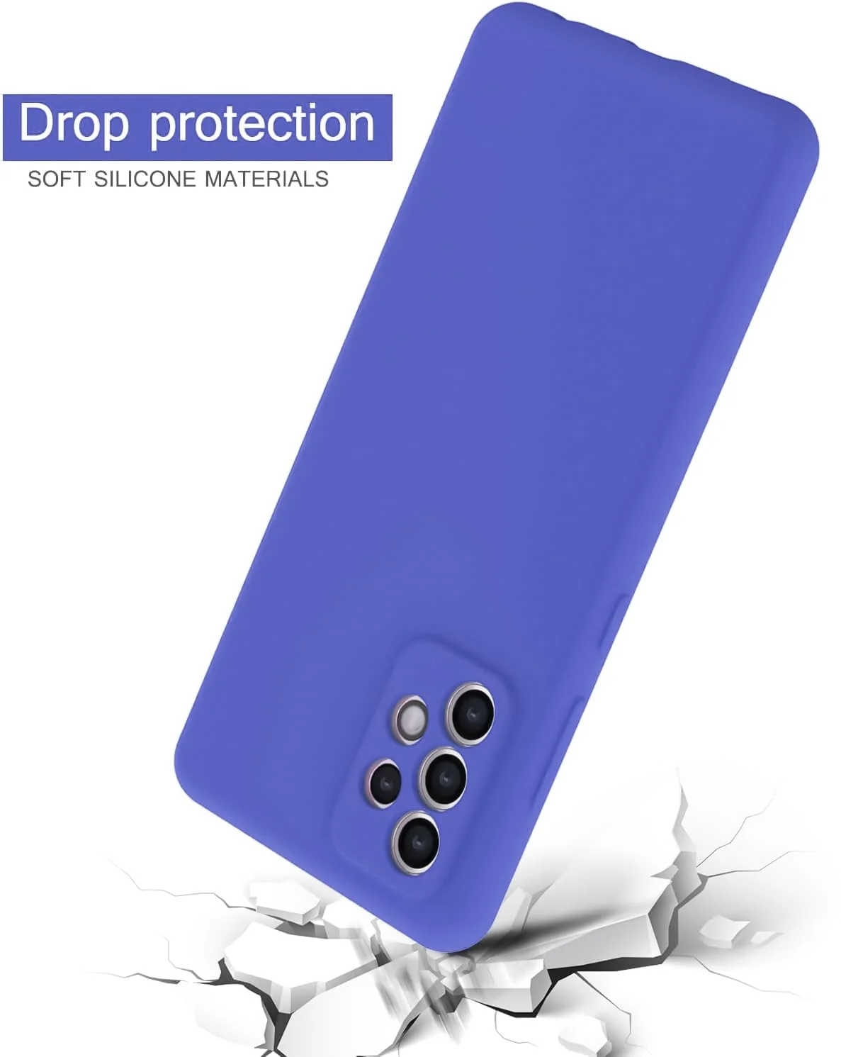 DL3 Mobilak Liquid Silicone Protective Case with Soft Microfiber Lining with Full Camera Protection for Samsung Galaxy A73 - Light Blue