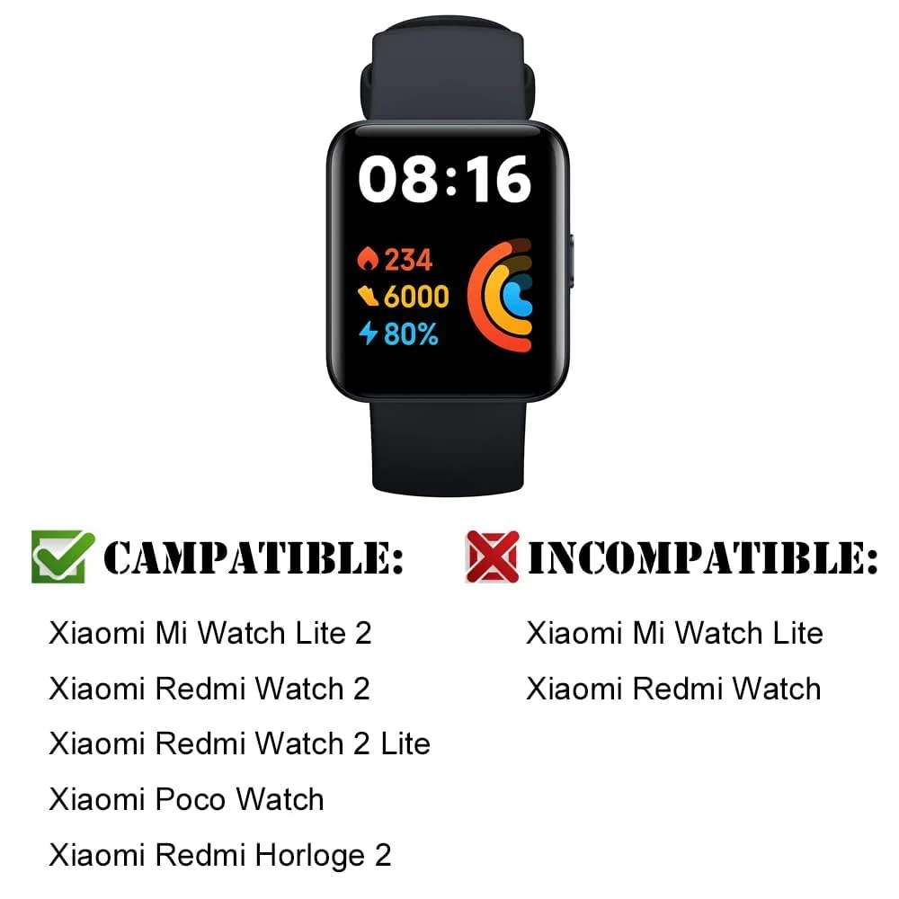 DL3 MOBILAK Strap Compatible with Xiaomi Redmi Watch 2 Lite/Poco Watch/Redmi Watch 2 / Horloge 2 Soft Replacement Sport Silicone Strap - Black Blue