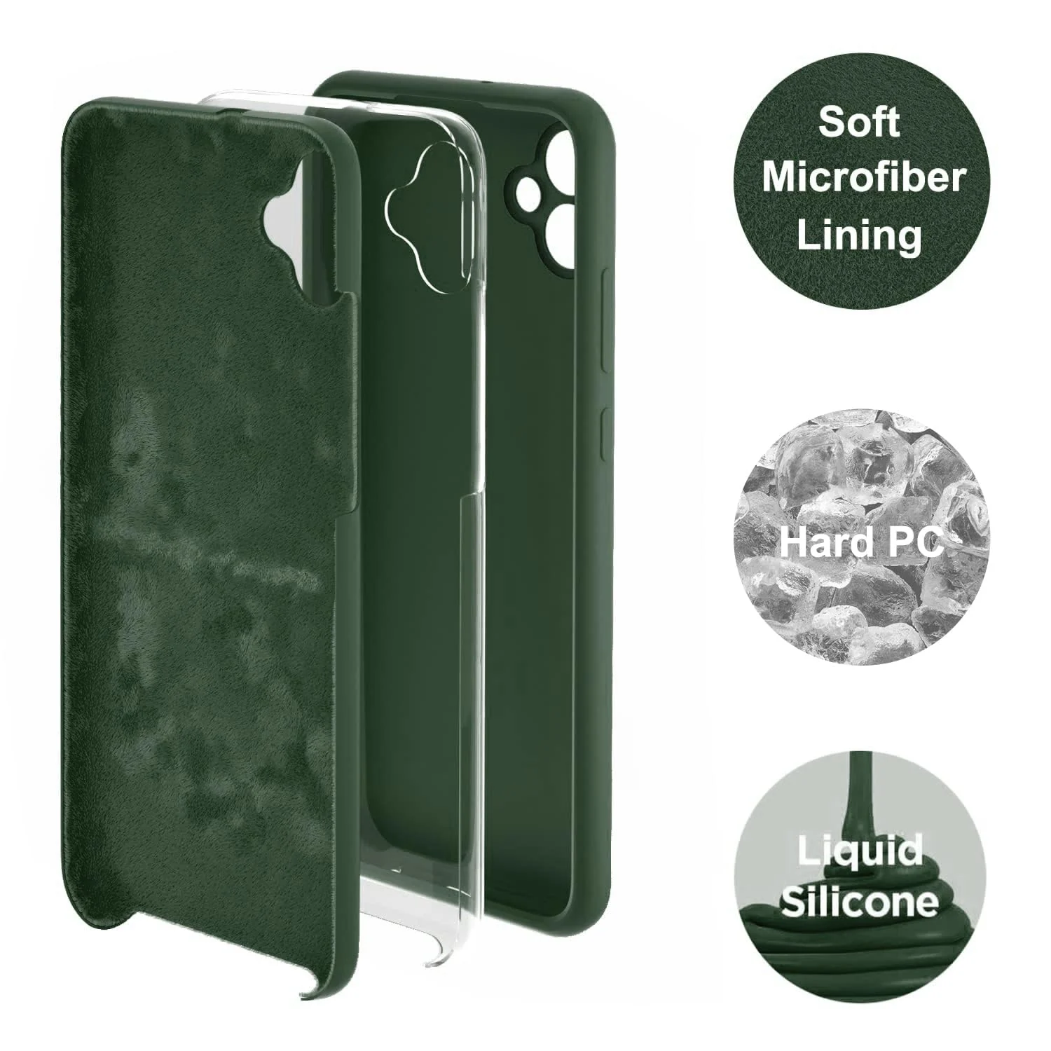 DL3 Mobilak Soft Silicone Protective Case for Samsung Galaxy A04e with Microfiber Lining and Shockproof Design - Green