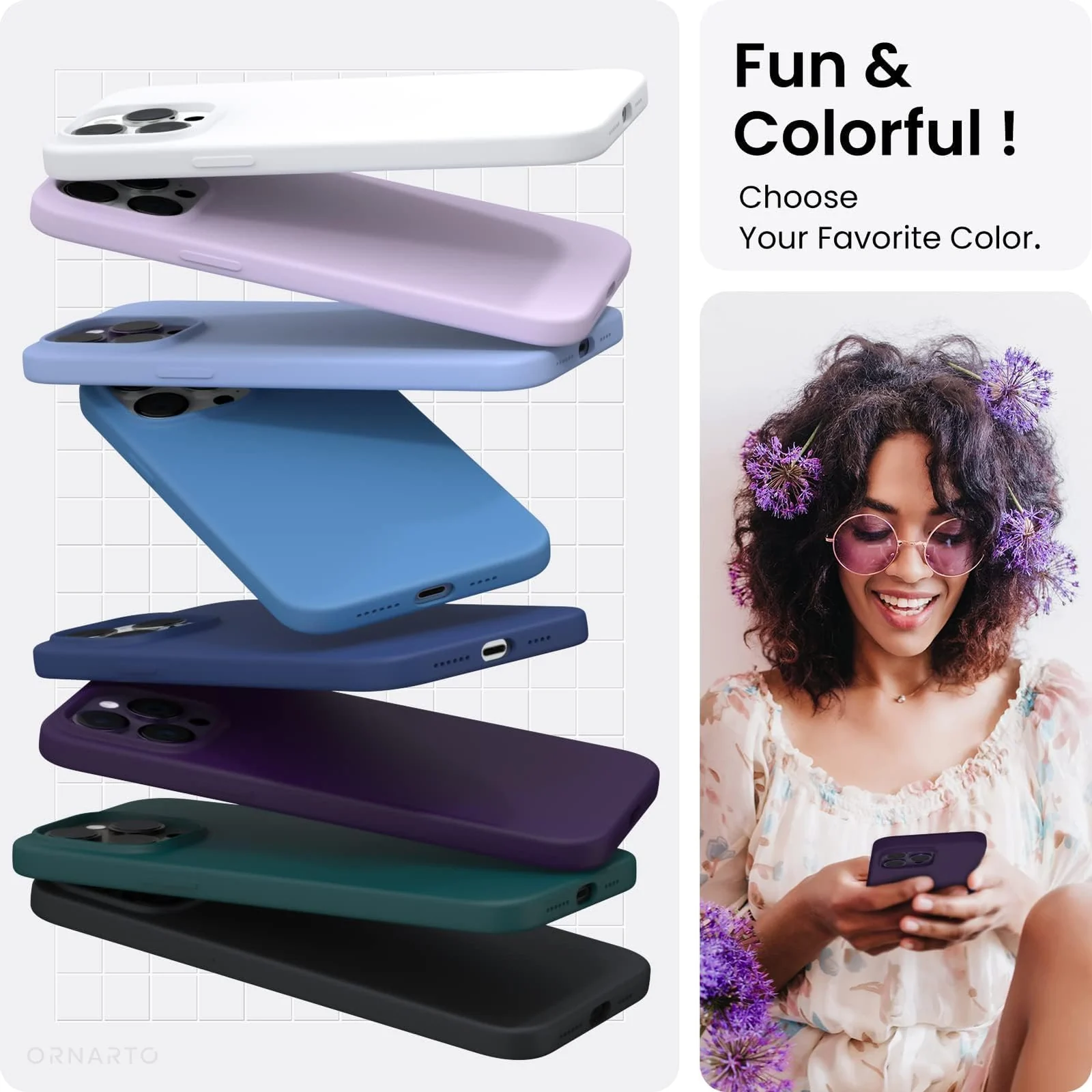 DL3 Mobilak Liquid Silicone Case for iPhone 14 Pro (6.1 Inch), Shock-absorbing protection, Scratch-resistant surface, Soft microfiber lining - Elderberry