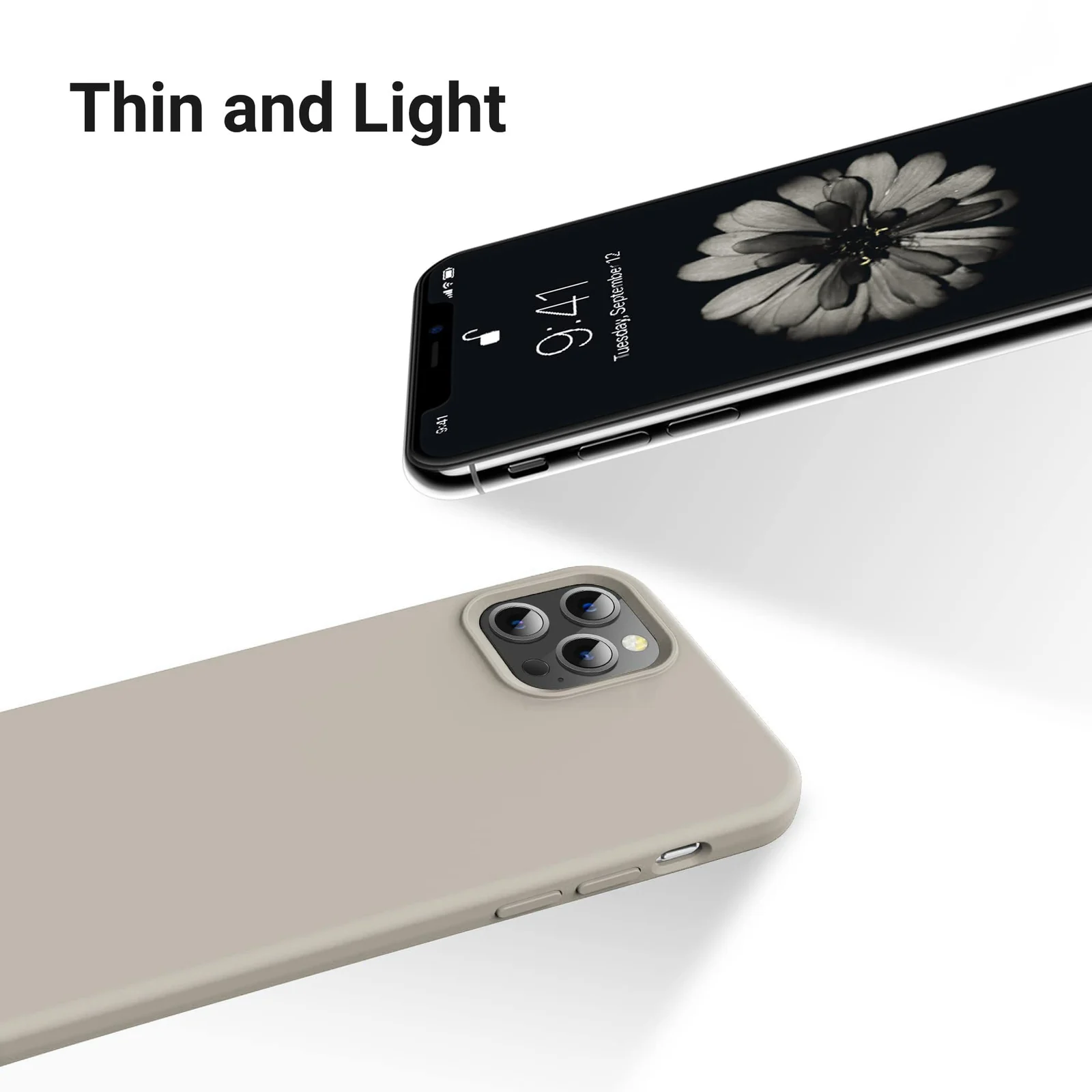 DL3 Mobilak Liquid Silicone Protective Case for iPhone 15 with Camera Protection and Microfiber Lining - Off White 2
