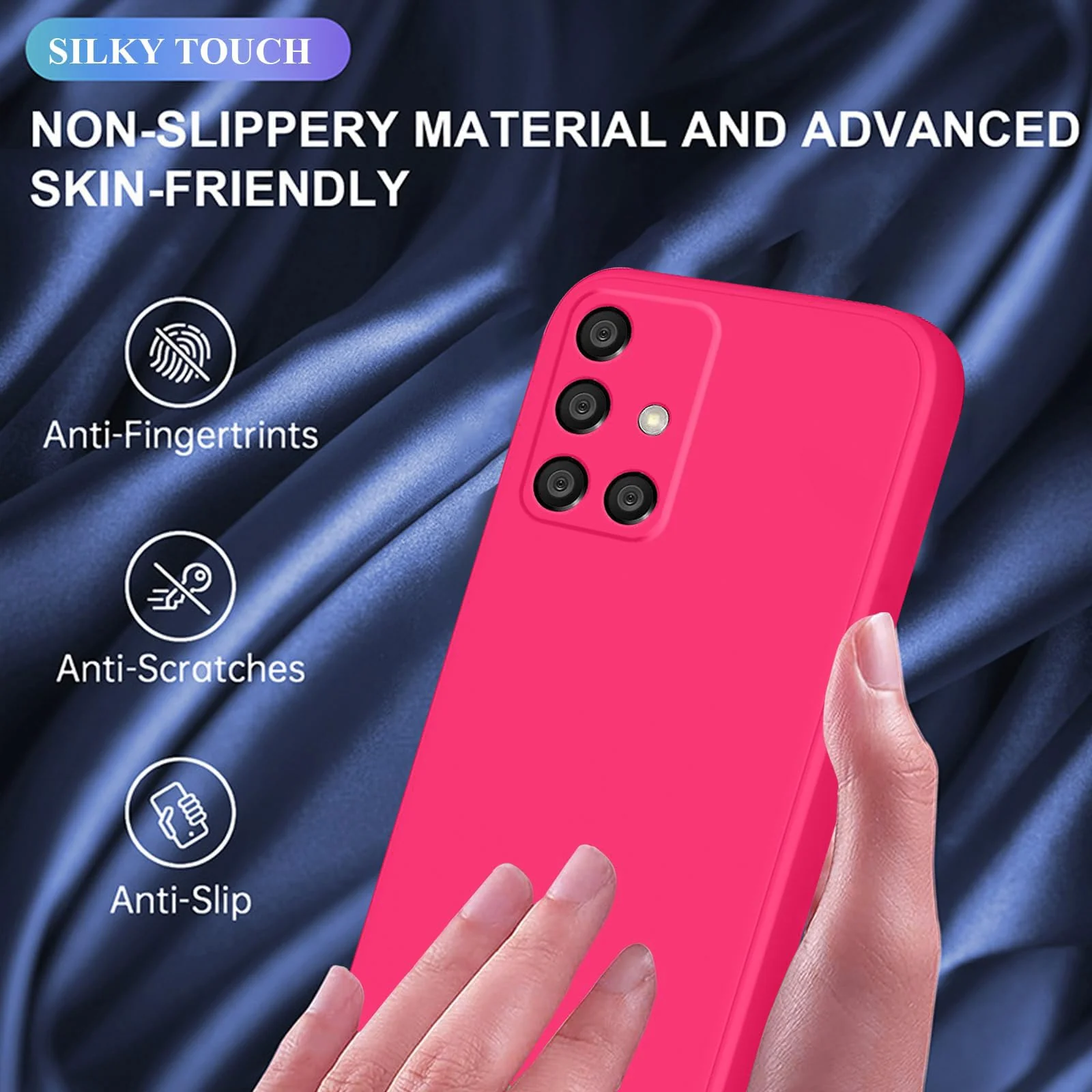 DL3 Mobilak Silicone Protective Case for Samsung Galaxy A71, Shock-absorbing protection, Scratch-resistant surface, Soft microfiber lining - Hot Pink
