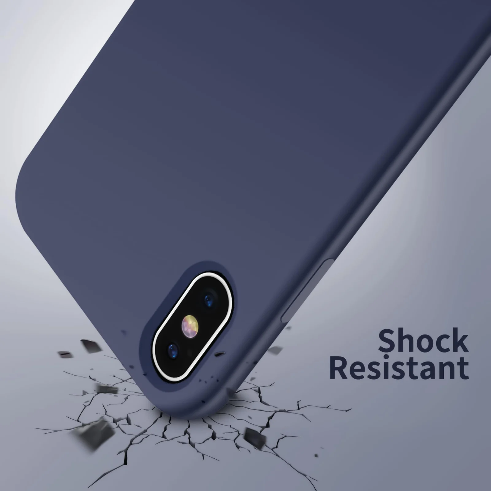 DL3 Mobilak Liquid Silicone Protective Case for iPhone XS Max with Camera Protection and Microfiber Lining - Blue
