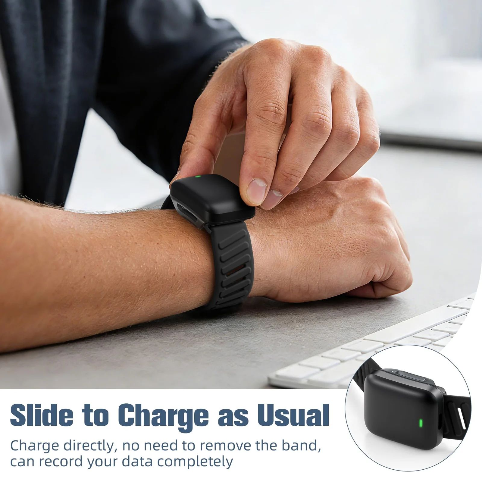 MOBIGON Breathable Silicone Sport Strap for WHOOP 5.0 One / Peak (Not Life), Black