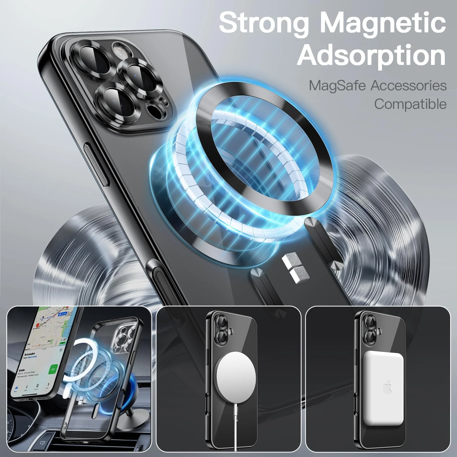 DL3 Mobilak Plated-Edge Protective Case for iPhone 16 Pro 6.3-Inch, Compatible with MagSafe accessories, Supports wireless charging, Shock-absorbing protection - Black