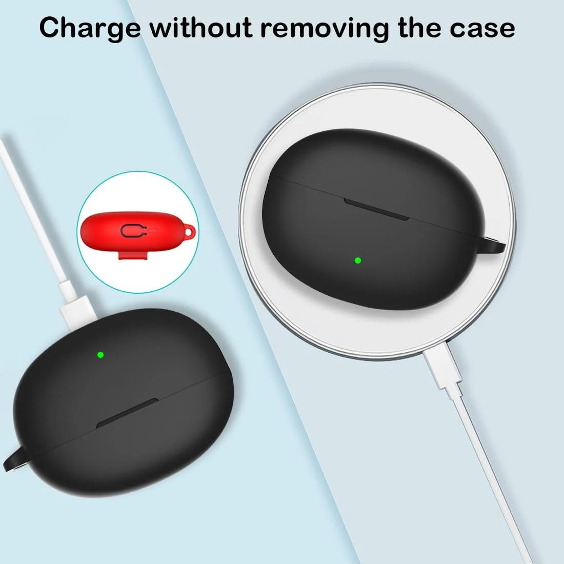 DL3 Mobilak Silicone Cover Case Compatible with realme Buds Air 5 Portable Protective Case Cover With Keychain - Black
