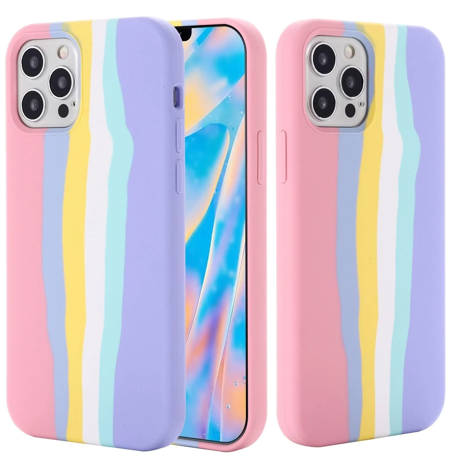 DL3 Mobilak Liquid Silicone Protective Case for iPhone 14 Pro Max (6.7 Inch) with Camera Protection and Microfiber Lining - Multicolor 3