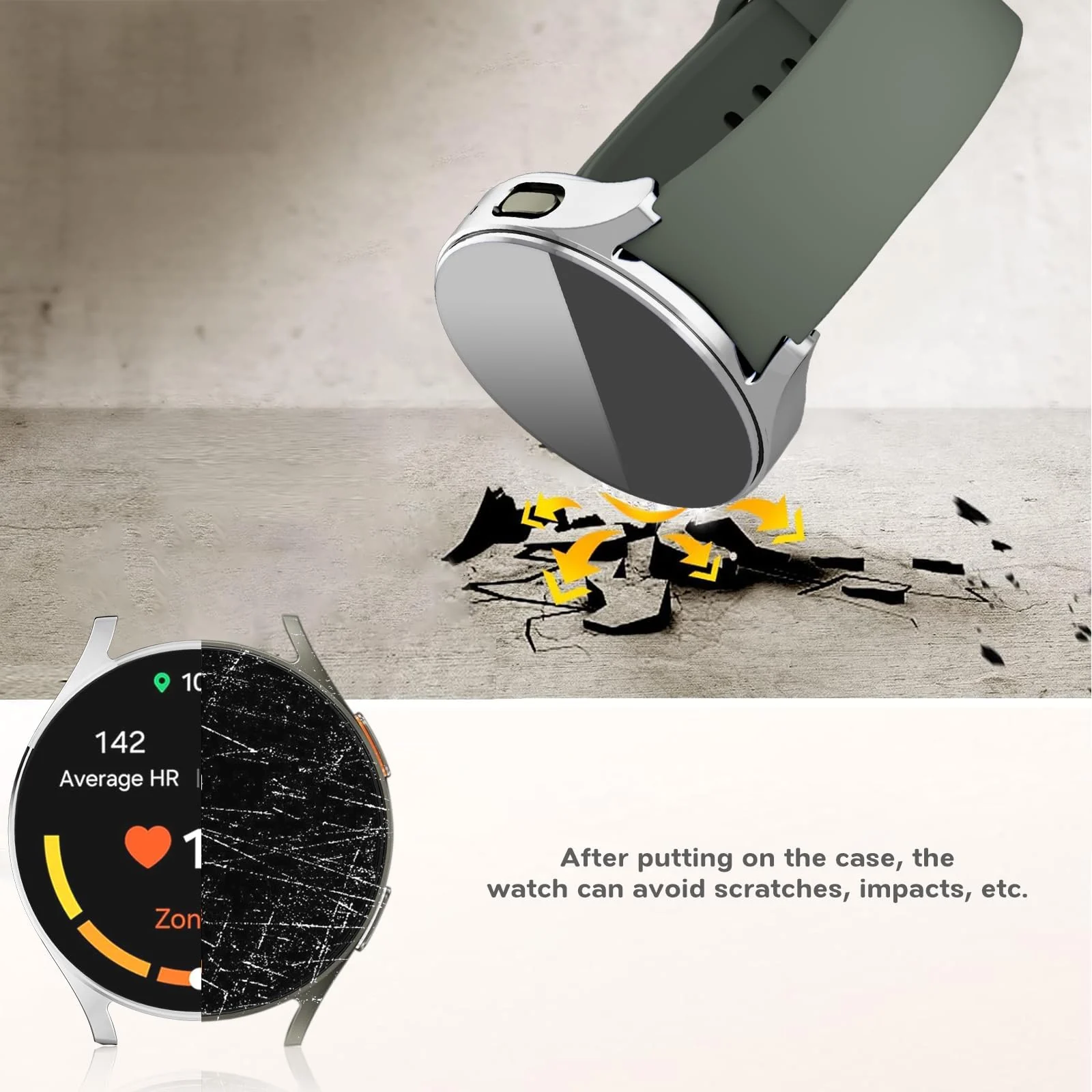 DL3 Mobilak Case for Samsung Galaxy Watch 7 44mm, with Built in Screen Protector, TPU Watch Case, [Full Coverage], Shockproof Cover, High Definition Cover, Protective Case for Watch7 44 mm - Silver