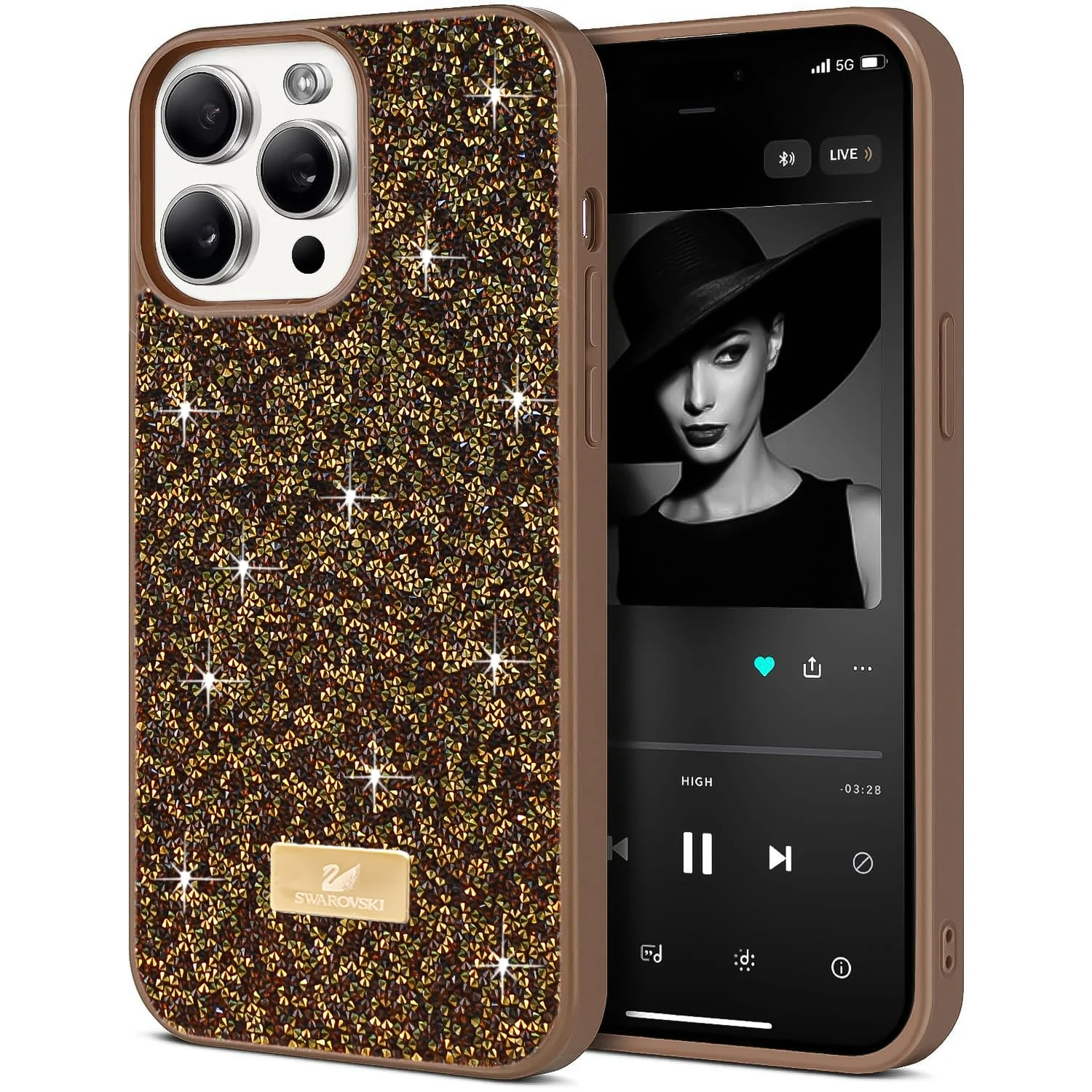 DL3 Mobilak Glitter Protective Case for iPhone 15 Pro Max 6.7-inch, Supports wireless charging, Shock-absorbing protection, Scratch-resistant surface