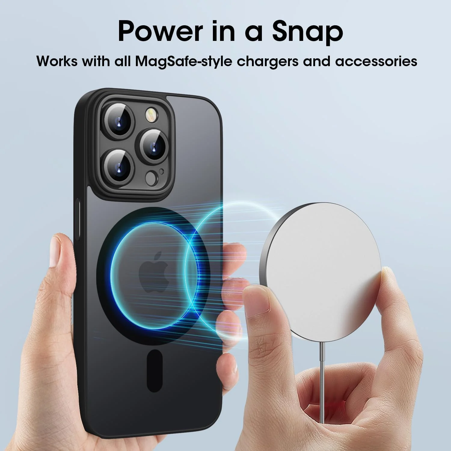DL3 Mobilak Translucent Matte Case for iPhone 15 Pro Max, Compatible with MagSafe accessories, Supports wireless charging, Camera protection - Black