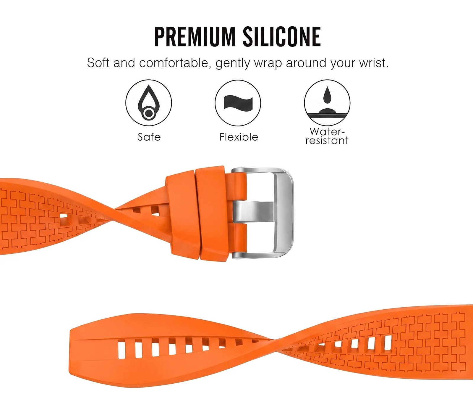 MOBIGON Soft TPU Silicone Sport Strap for Huawei Watch Fit 3 / 4 / 4 Pro / 5 / 5 Pro, Orange