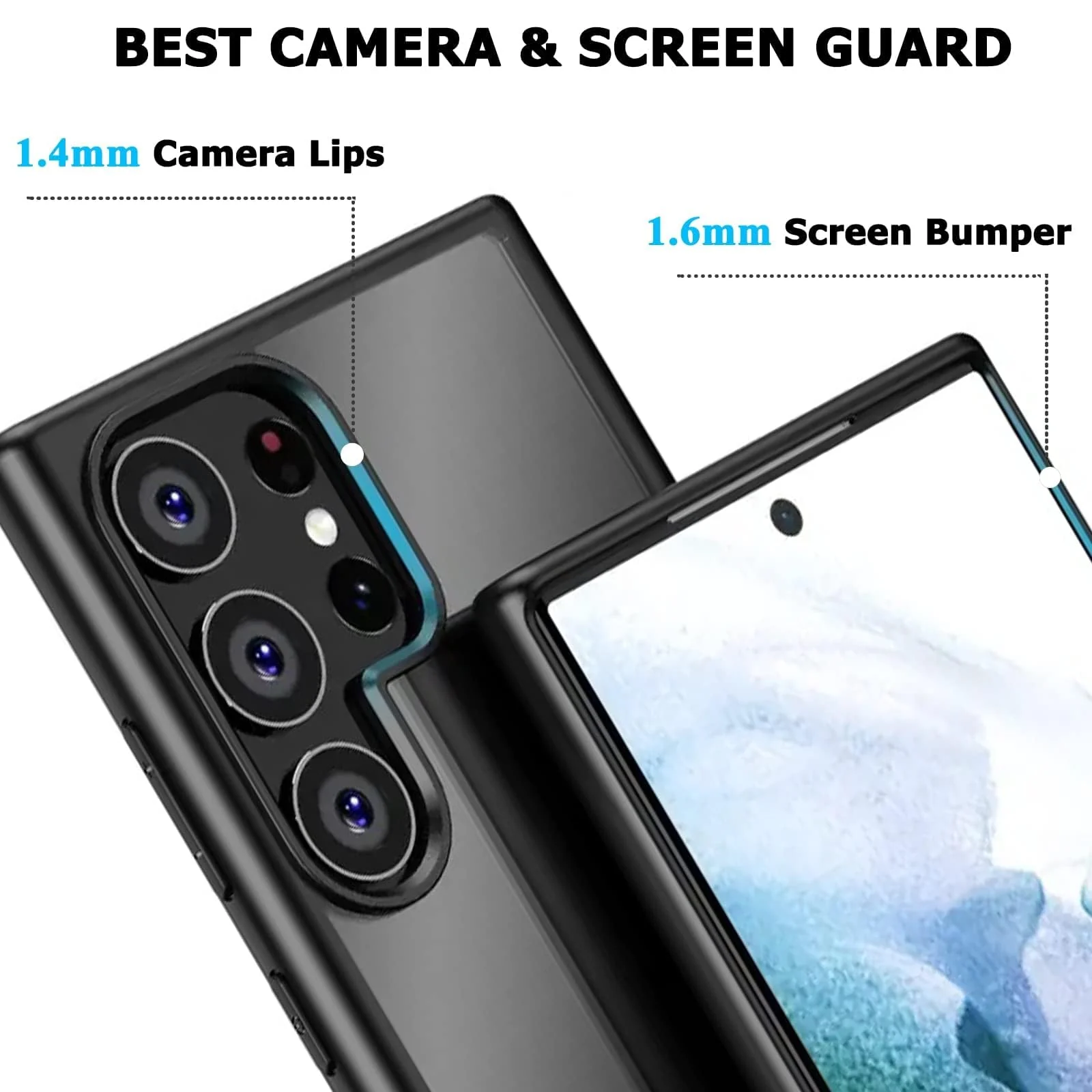 DL3 Mobilak Compatible Clear Samsung Galaxy S23 Ultra Case, Shockproof Hard PC + Soft Silicone Transparent Protective Slim Case for Samsung S23 Ultra - Black