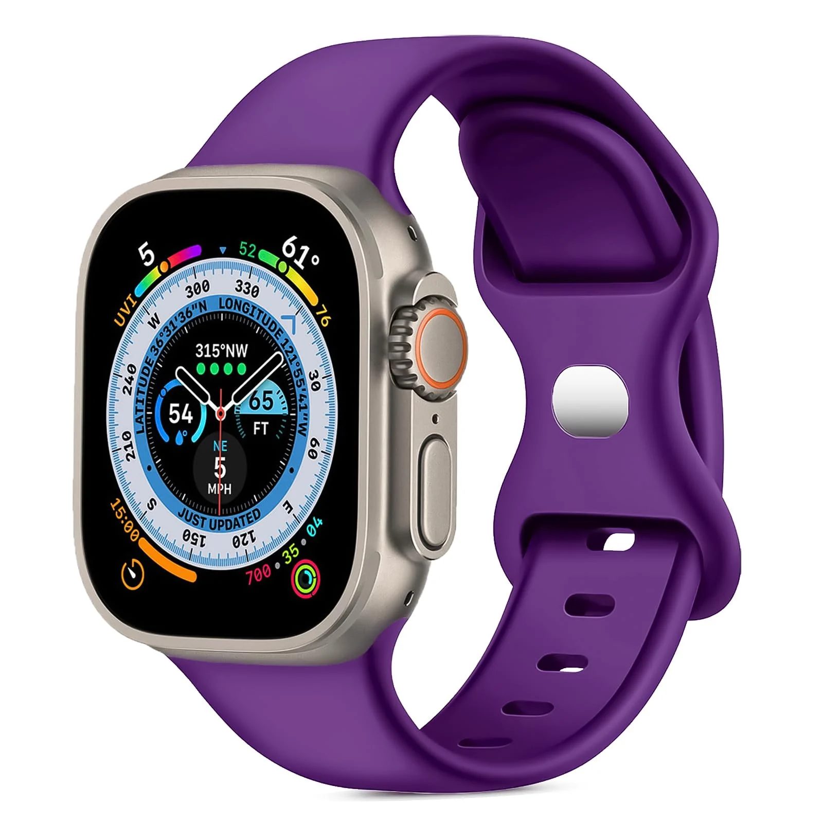 42MM/44MM/45MM/49MM — DL3 Mobilak Bands Compatible with Apple Watch Ultra 49mm 45mm 44mm 42mm 41mm 40mm 38mm, Replacement Soft Silicone Strap for iWatch Ultra 2 Series 9/8/7/6/5/4/3/2/1 SE (A. Violet, 42MM/44MM/45MM/49MM)