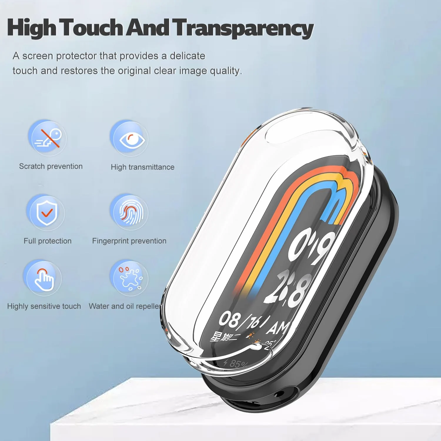 DL3 Mobilak Case Cover for Xiaomi Mi Band 10/9 / 8, Soft HD TPU Film Case, Lightweight cover, Anti-Scratch and Anti-Fall for Protective Shell For Xiaomi Smart Band 10/9/8 - Clear