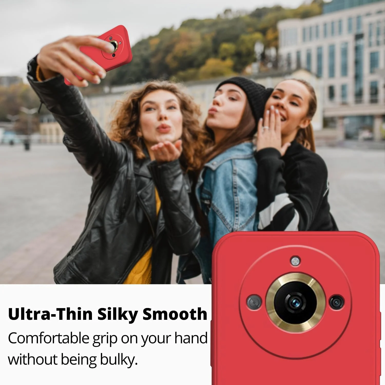 DL3 Mobilak Liquid Silicone Protective Case for realme 11 Pro / realme 11 Pro+ Plus 5G with Microfiber Lining and Shockproof Design - Red