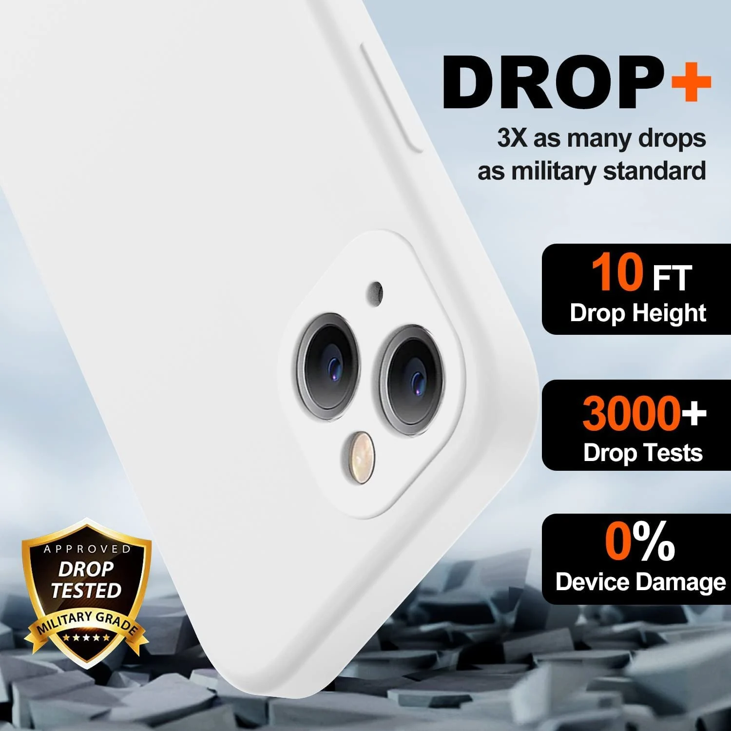 DL3 Mobilak Liquid Silicone Case for iPhone 13 (6.1 Inch), Shock-absorbing protection, Scratch-resistant surface, Soft microfiber lining - White