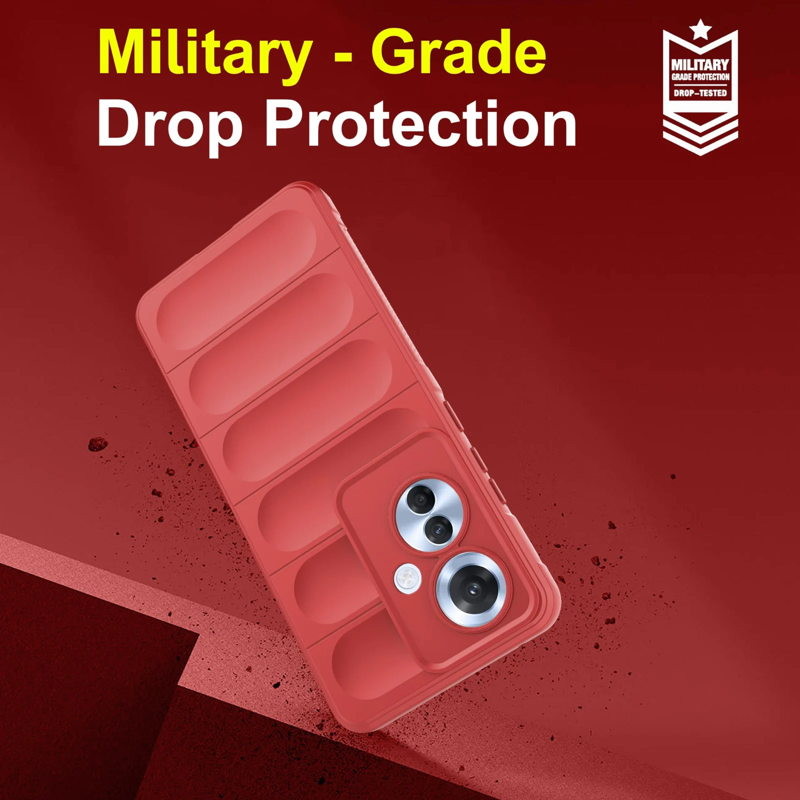 DL3 Mobilak Soft Silicone Protective Case for OPPO Reno 11F 5G with Camera Protection and Shockproof Design - Red