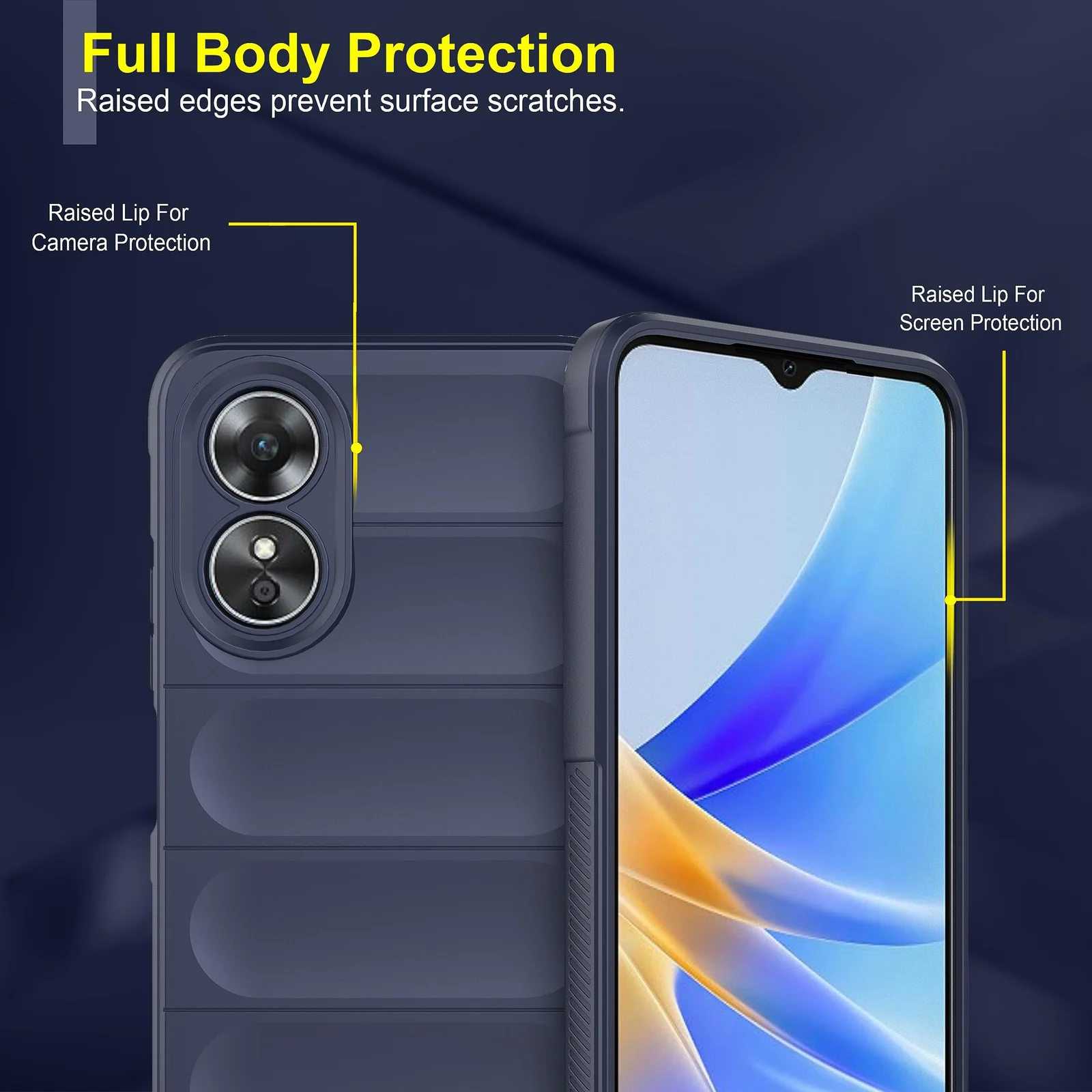 DL3 Mobilak Soft Silicone Protective Case for OPPO A38 4G / OPPO A18 4G with Camera Protection and Shockproof Design - Blue