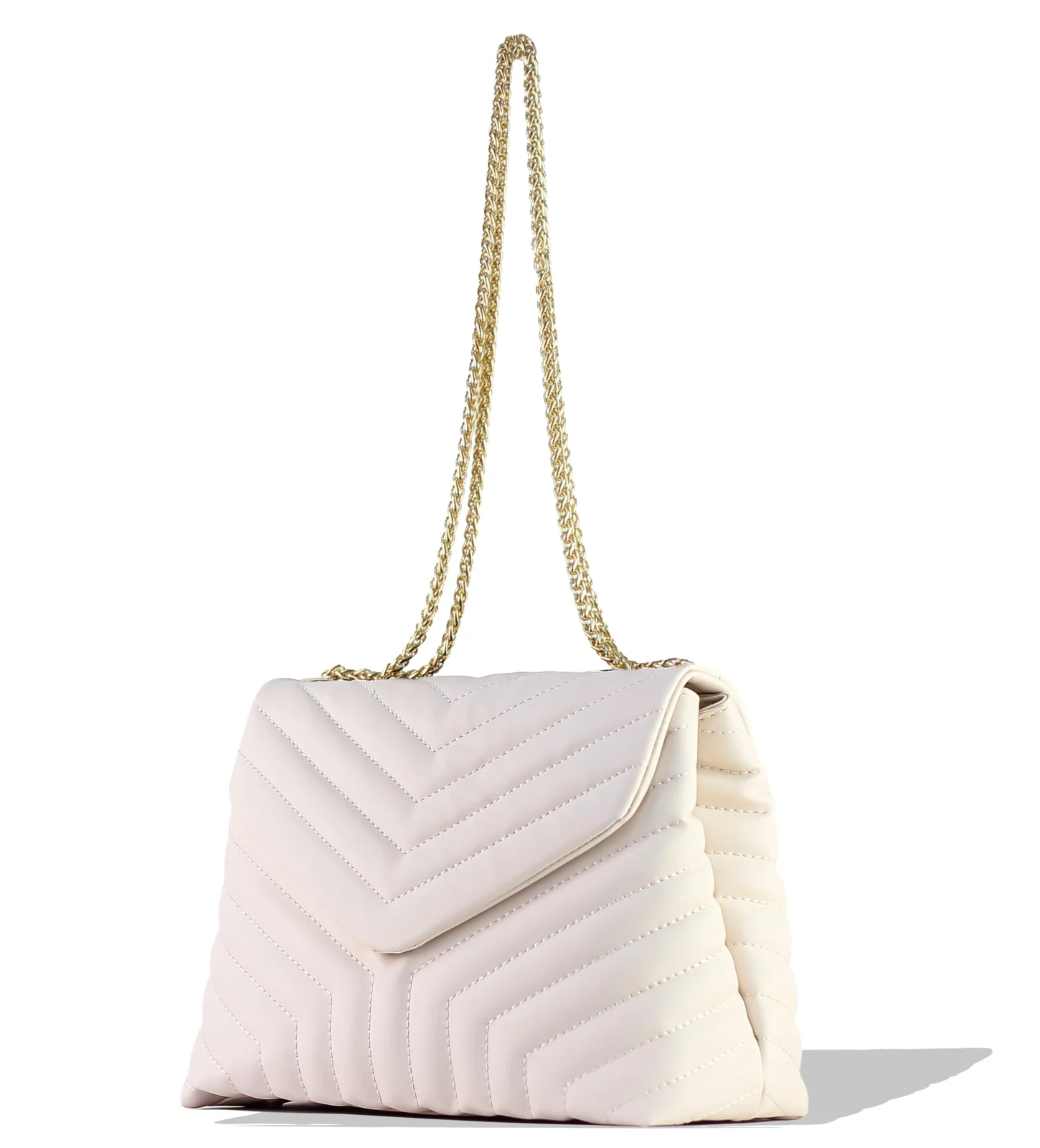 Mobigon Women's Quilted Crossbody Bag, PU Leather Shoulder Purse with Gold Chain Strap, Chevron Flap Handbag for Daily Use, Work, Travel & Evening