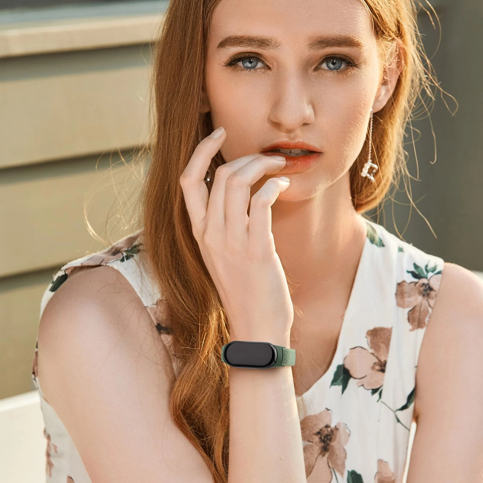 DL3 Mobilak Strap for Xiaomi Mi Band 10 / Xiaomi Mi Band 9 / Xiaomi Mi Band 8, Elastic Nylon Straps, Adjustable Breathable Replacement Bracelet for Xiaomi Smart Band 8/9/10 for Women Men - Green