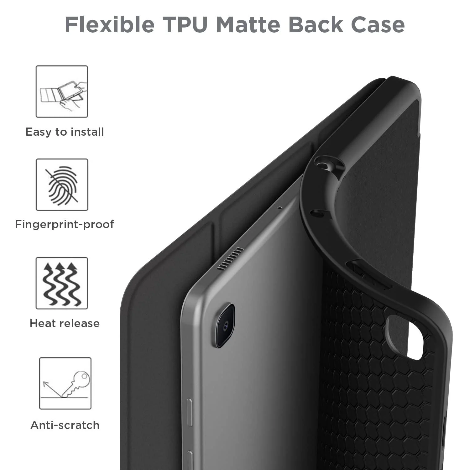 DL3 Mobilak Xiaomi Redmi Pad SE 8.7'' inch 2024 Tablet Case with Pen Holder, Soft TPU Back Trifold Stand Protective Smart Cover Flip, Auto Wake&Sleep - Black