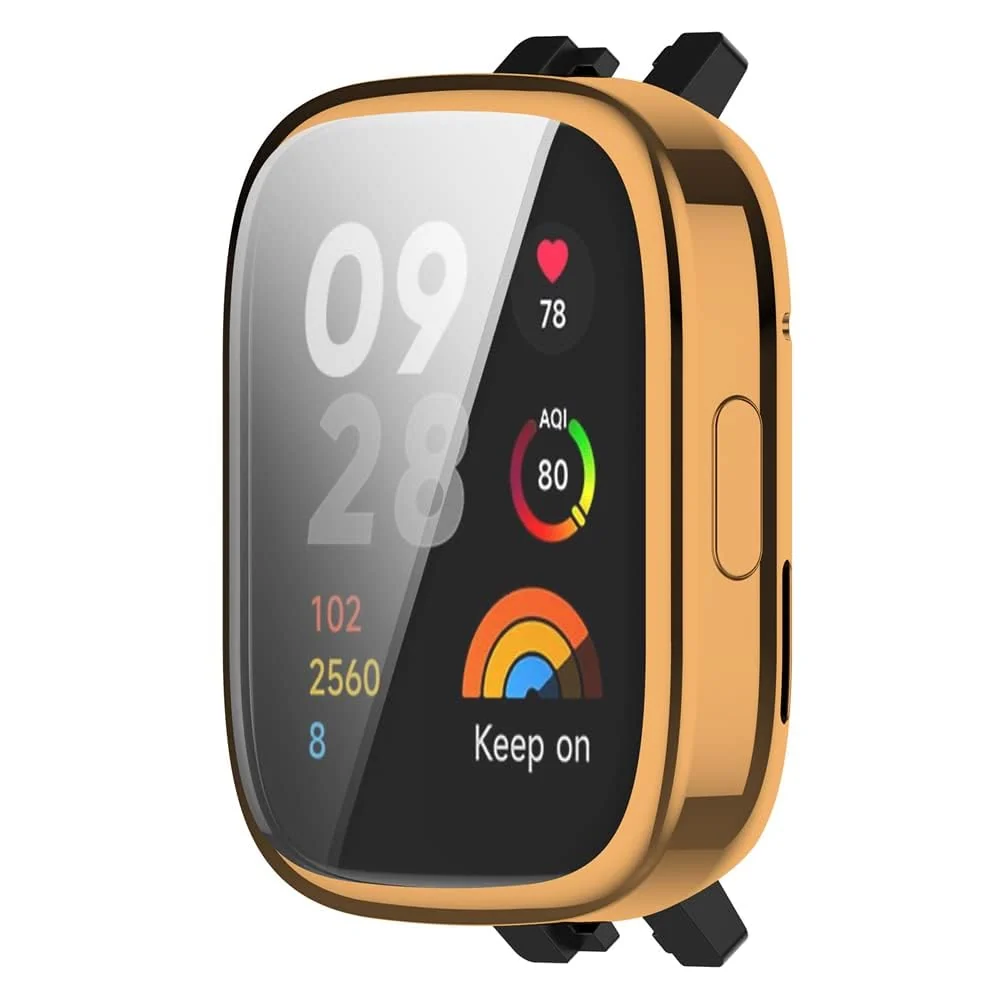 DL3 Mobilak Case Compatible with Xiaomi Redmi Watch 3 (Not Fit Watch 3 Active) Protective Case, Flexible TPU Full Protection Screen Protector Cover Scratch-Resistant Screen Protector Case - Rose Gold