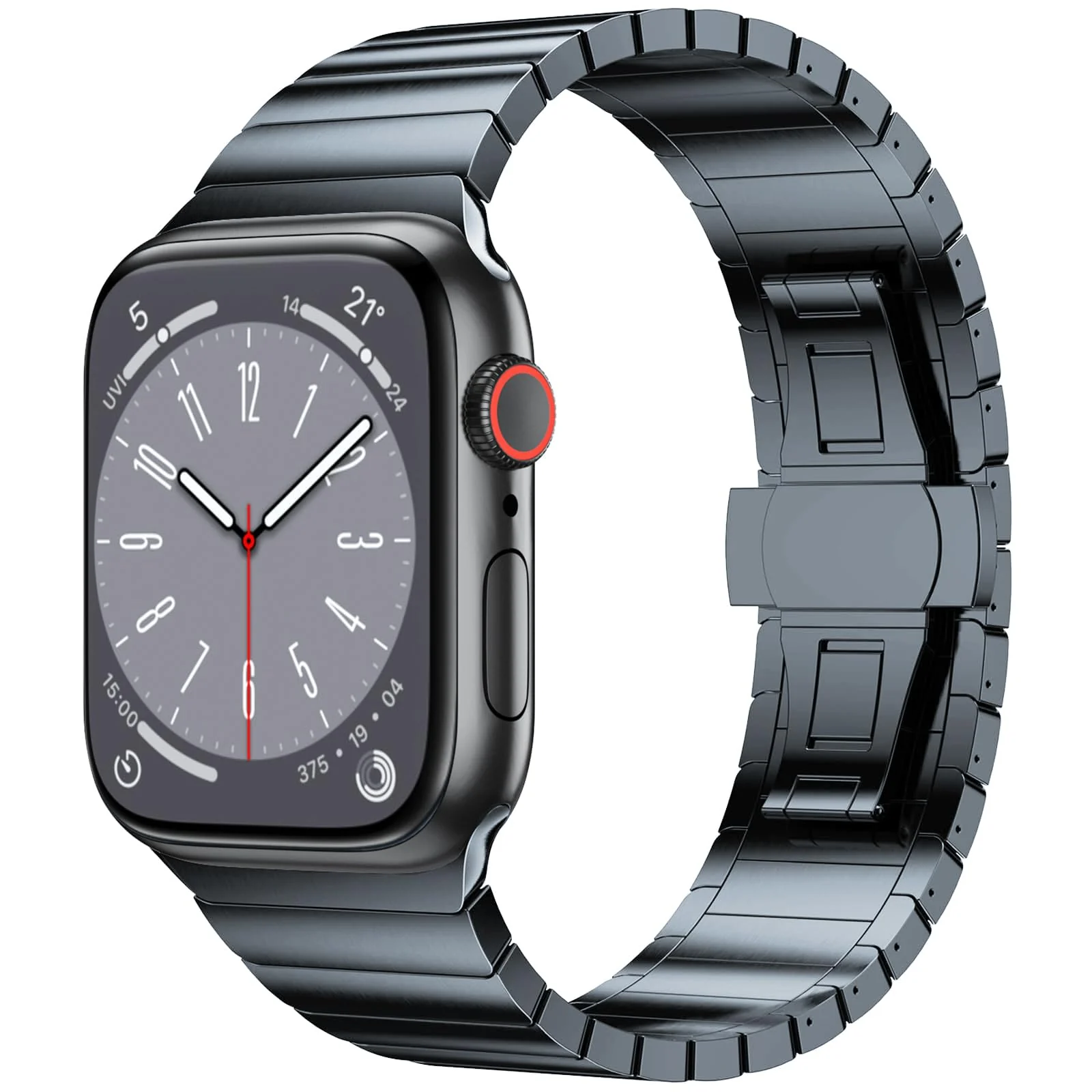 DL3 Mobilak Band For Apple Watch Ultra Band 49mm 45mm 44mm 42mm 41mm 40mm 38mm, Metal Stainless Steel Strap for Apple Watch Series 8 Ultra 7 6 5 4 3 2 1 Se (42MM/44MM/45MM/49MM) - Dark Grey