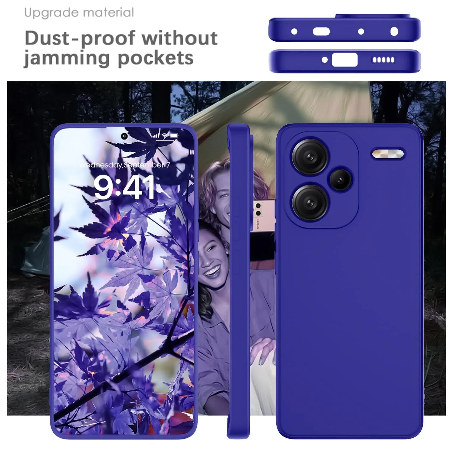 DL3 Mobilak Liquid Silicone Protective Case for Xiaomi Redmi Note 13 Pro+ Plus 5G with Microfiber Lining and Shockproof Design - Pepsi