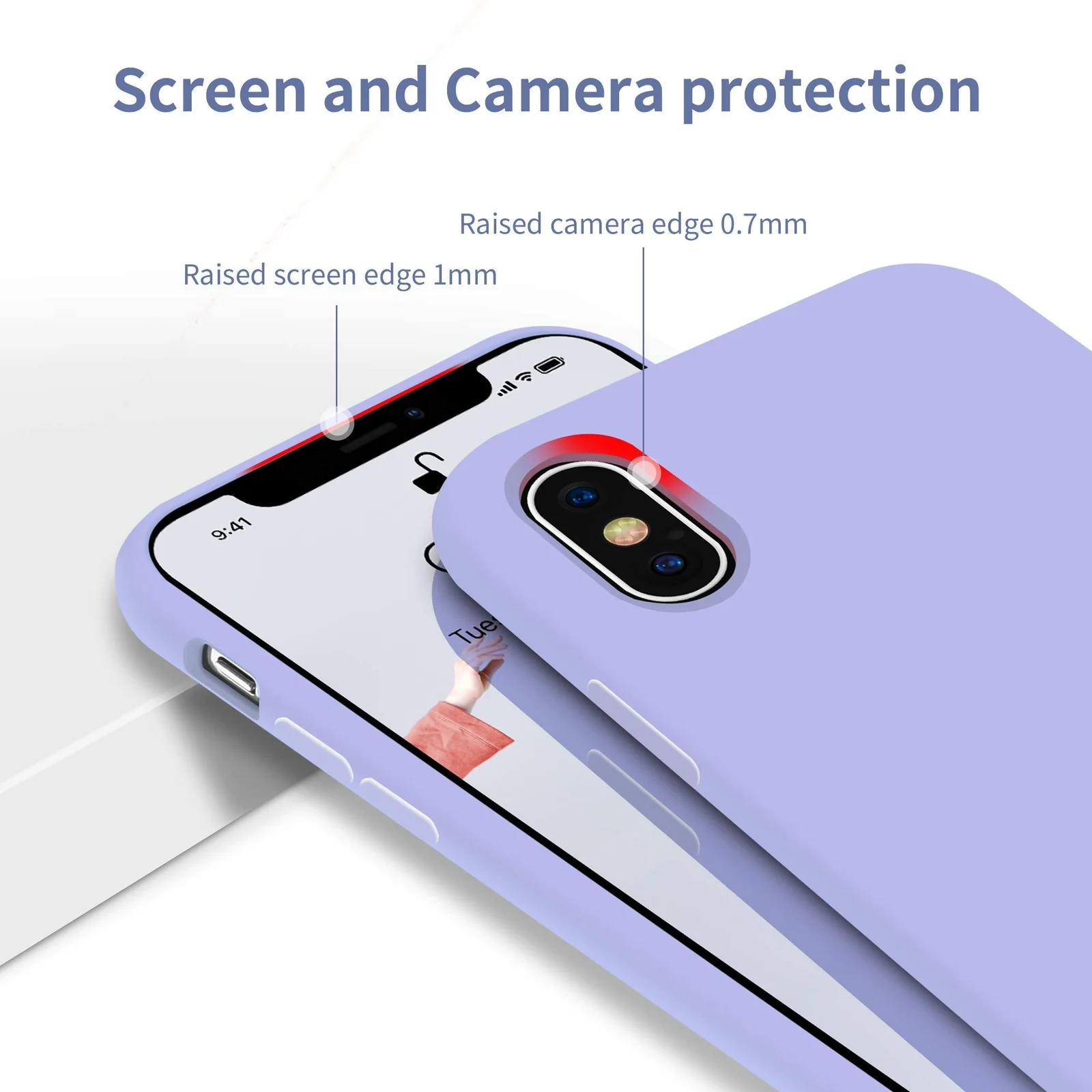DL3 Mobilak Liquid Silicone Protective Case with Soft Microfiber Lining for iPhone XS Max - Light Purple