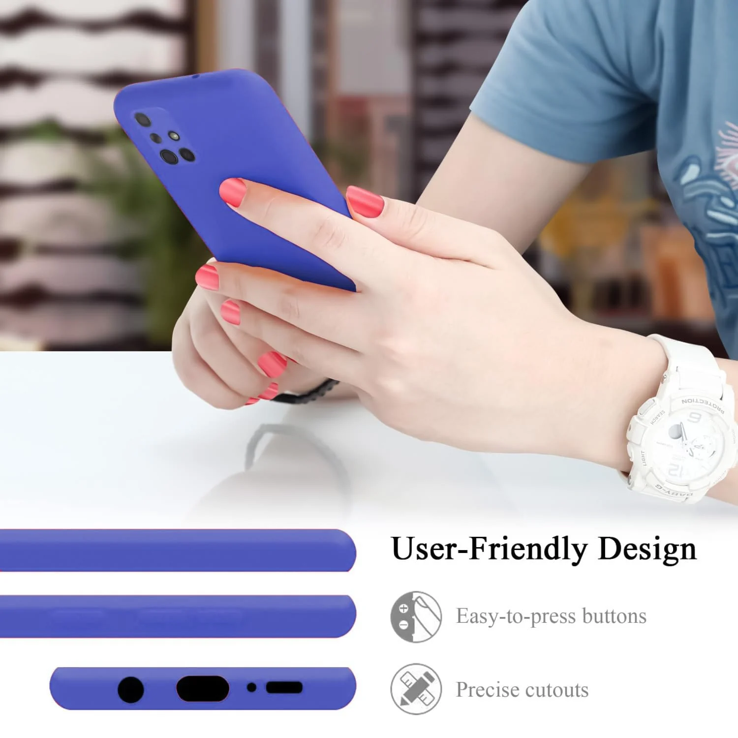 DL3 Mobilak Samsung Galaxy A71 Case, Soft Flexible Silicone Gel Rubber Bumper Cover, Full Body Shockproof Protective Phone Case - Light Blue
