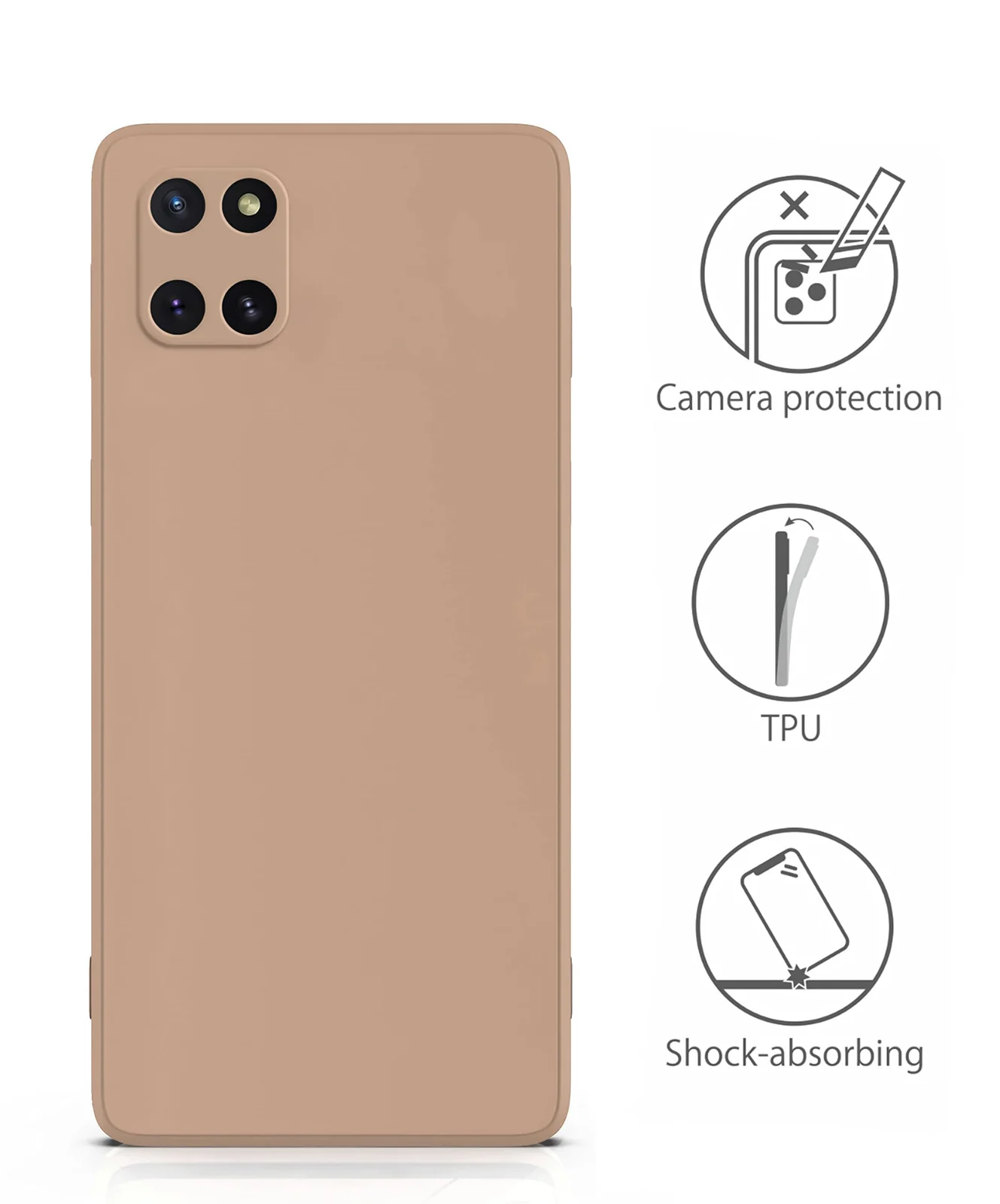 DL3 Mobilak Case Compatible with Samsung Galaxy Note 10 Lite, Soft Flexible Liquid Silicone Gel Rubber Bumper Cover, Shockproof Protective Case - Light Orange