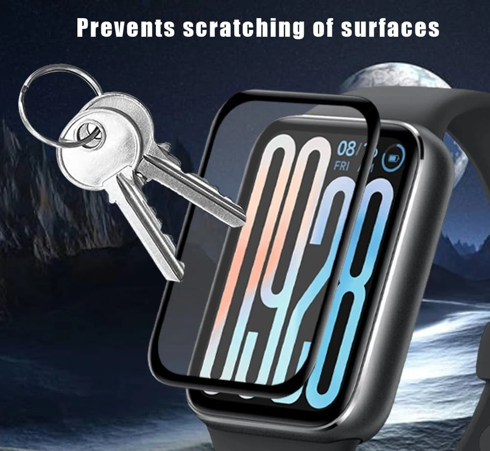 DL3 Mobilak Screen Protector For Xiaomi Smart Band 9 Pro/Xiaomi Mi Band 9 Pro, 3D Curved Soft Edge Protective Film [Anti-Scratch] [Bubble Free] [Ultra Shatterproof] [High Sensitive] (Not Glass) - Black
