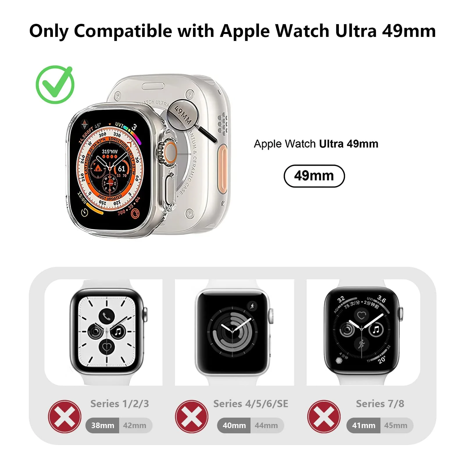 DL3 Mobilak Hard Case Designed for Apple Watch Ultra 2 (2023) / Ultra 1 49mm, Built-in 9H [HD Clear] Tempered Glass Screen Protector, [Full Protection] Slim Cover for iWatch 49mm - Rose Glod