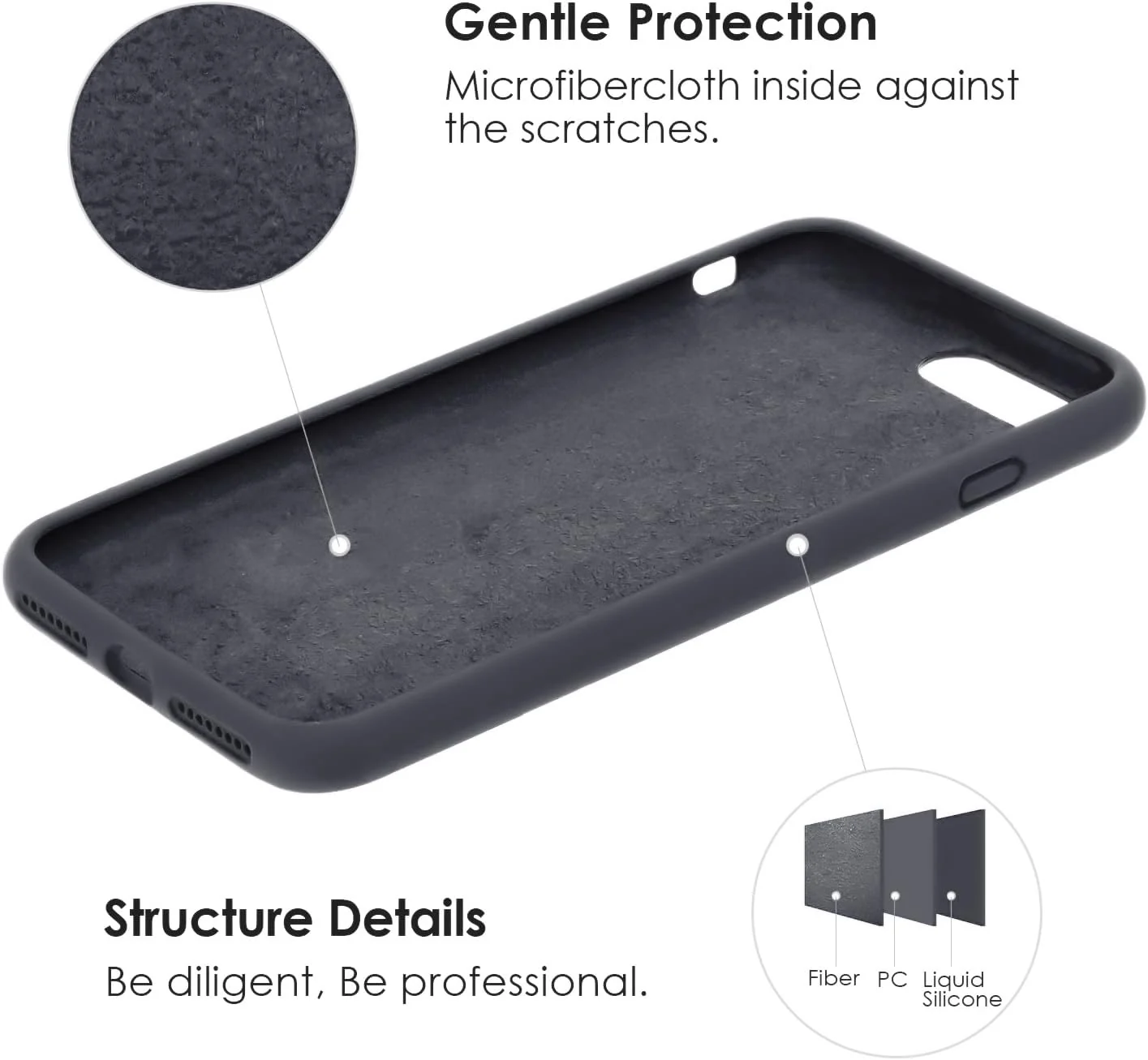 DL3 Mobilak Liquid Silicone Protective Case for iPhone SE 2022, SE 2020, iPhone 7, iPhone 8 with Camera Protection and Microfiber Lining - Dark Gray